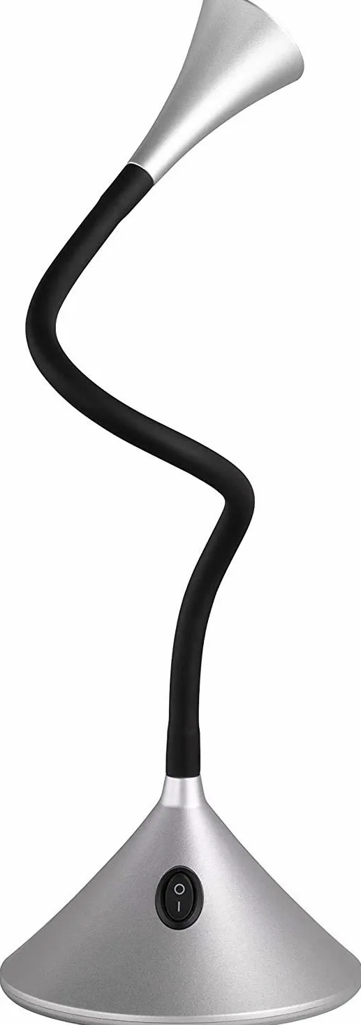 Reality R52391187 Lampada LED da Tavolo e da Parete, in Plastico, Braccio Flessibile, Nero/Argento