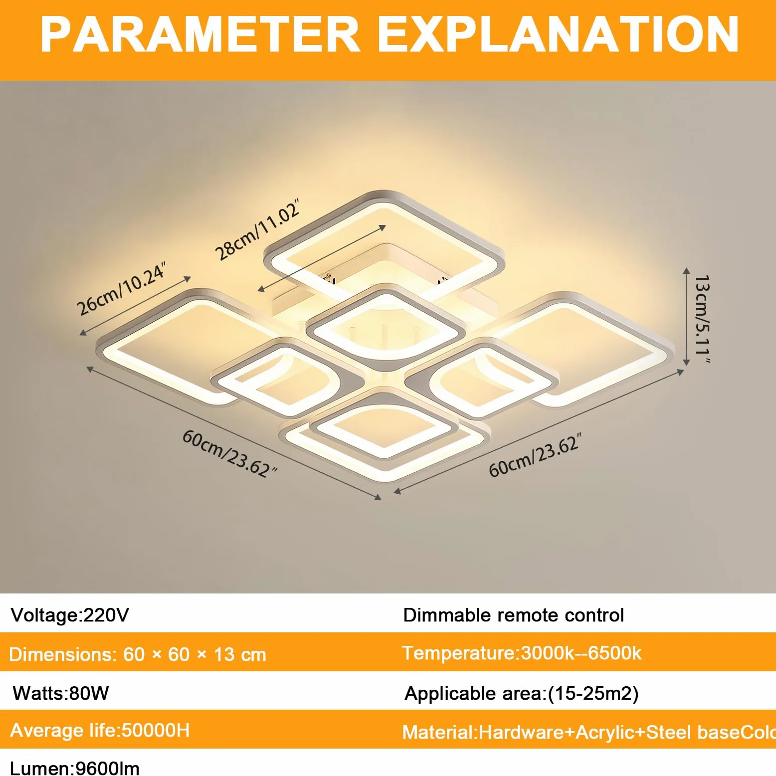 Comely Plafoniera LED Moderna, 80W Lampada da Soffitto, Lampadario LED Soffitto Dimmerabile con Telecomando e Controllo APP 8000LM 3500K - 6500K per Soggiorno, Camera da Letto, Sala da Pranzo