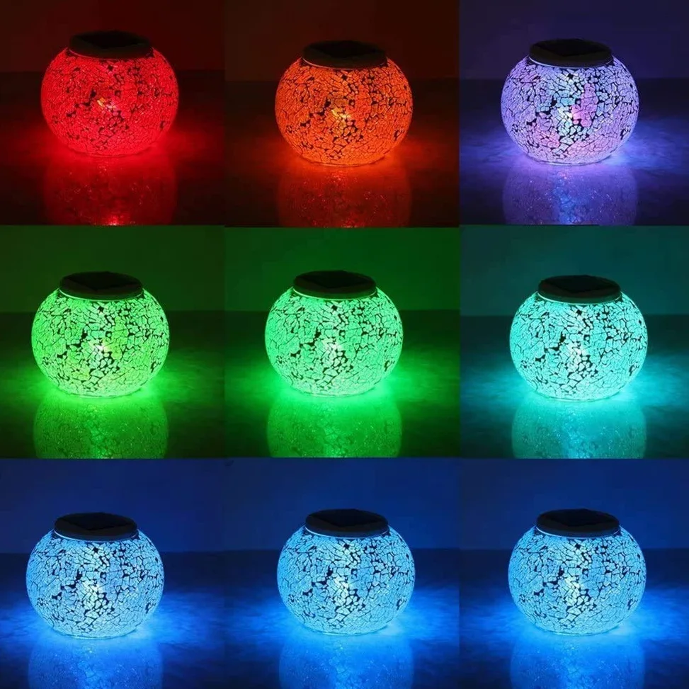 Luce Solare a LED da Giardino con Sfera di Vetro Solare Che Cambia Colore, Adatta per Esterni Needed