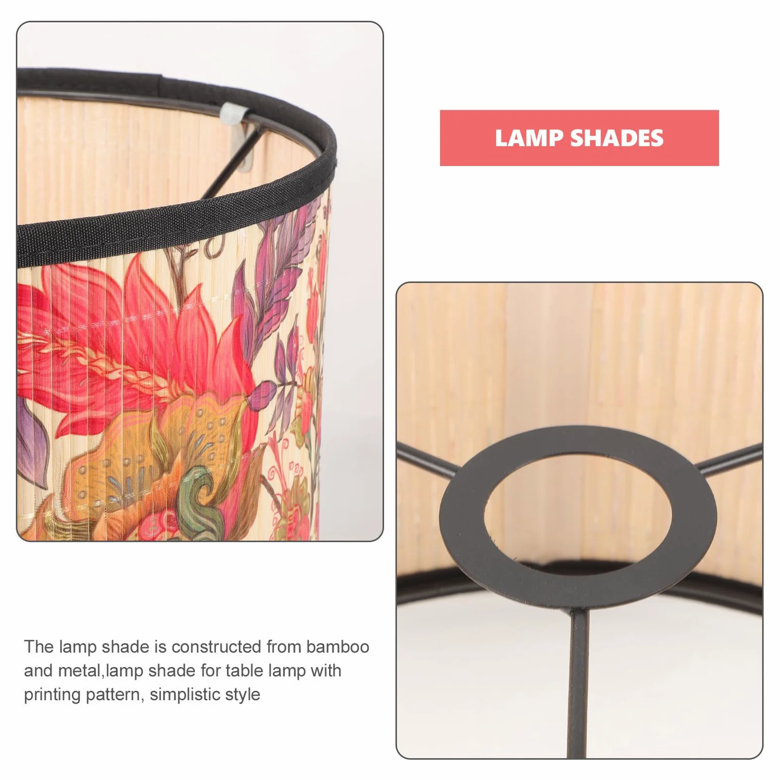 Paralume Struttura Stabile Motivo Floreale in Bambù per Lampada da Tavolo Design Elegante e Adatto a Portalampade E27 per Soggiorno o Camera da Letto