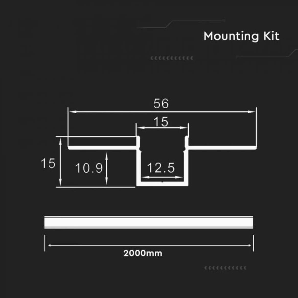 A2ZWORLD 8 Metri di Profilato Alluminio Per Striscia Led, Completo Di Copertura Tappi e Gancio, 4 Kit da 2 Metri Incasso Cartongesso con Alette a Scomparsa Interno 12mm (55X15mm)
