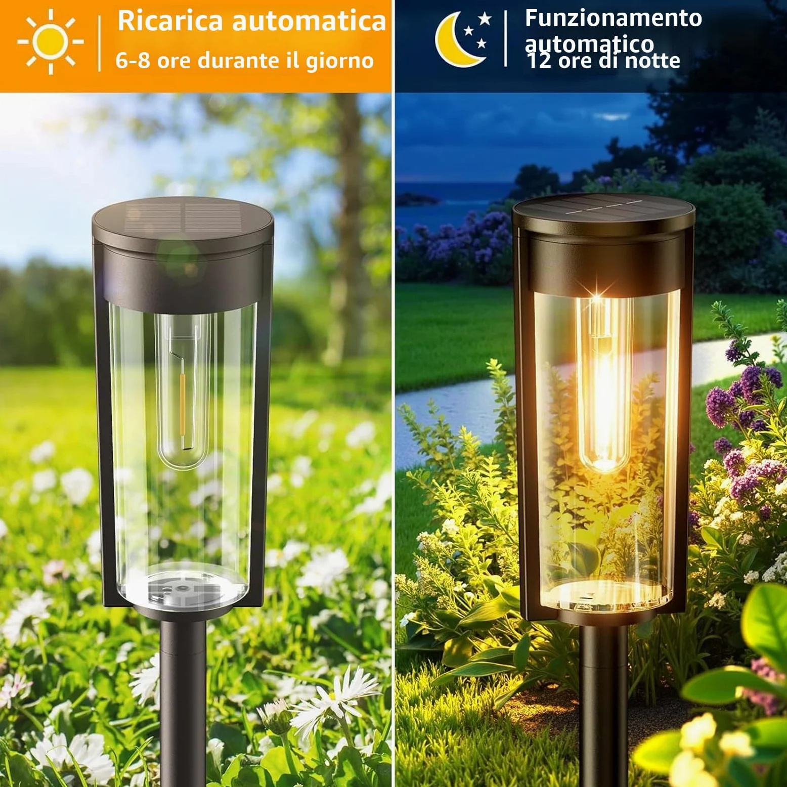 RECHOO Lampade Solari per Esterni da Giardino, 4 Pezzi di Lampade Solari Vintage per Esterni con Luminosa Luce Bianca Calda, Batteria da 1000mAh, IP65 Impermeabile, Lampade Solari per Esterni per
