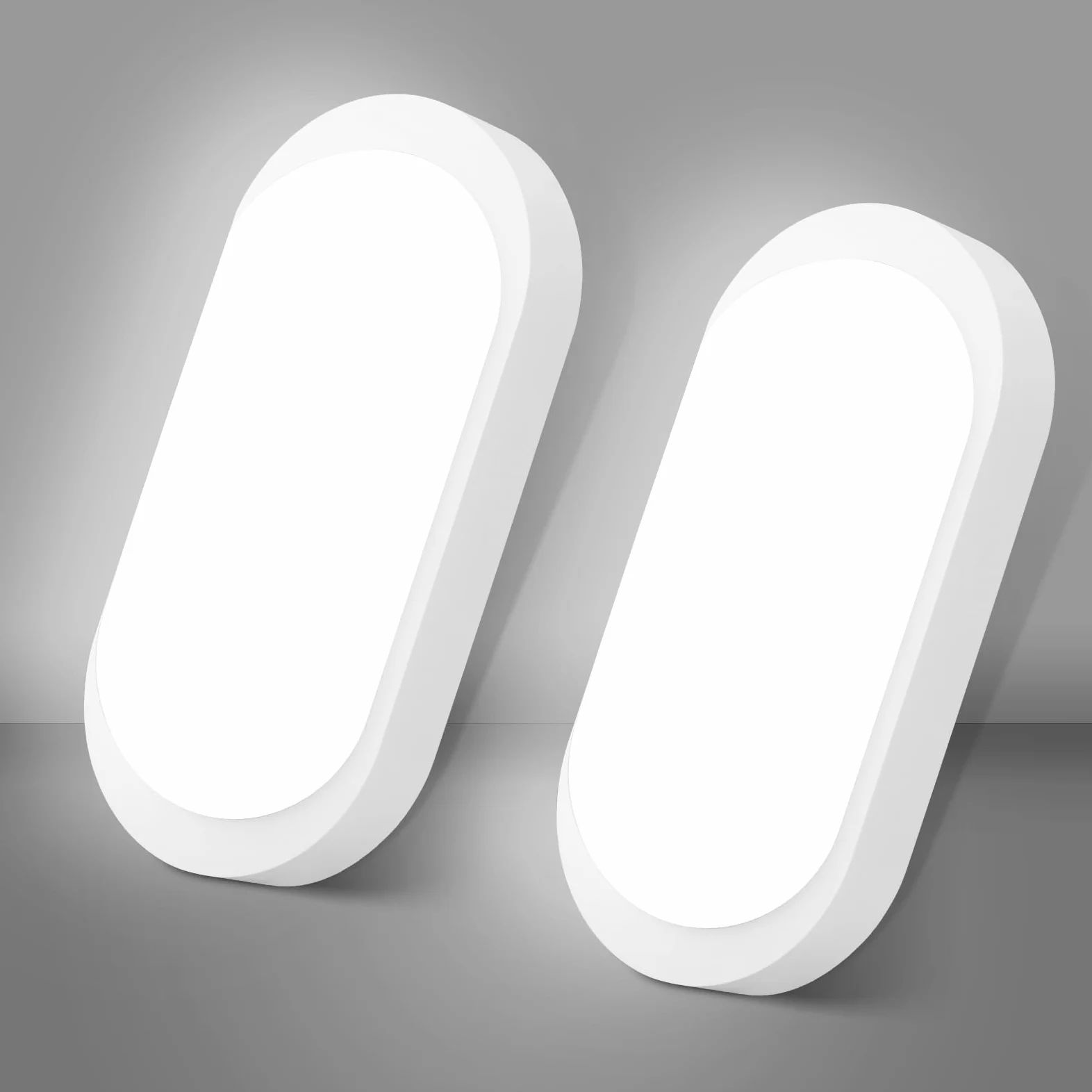 2 Pezzi Lampada LED per Cantina con Sensore di Movimento, 12W 1200LM IP65, Plafoniera LED Ovale 4000K Bianco Neutro, per Interni Umidi come Scale Garage Corridoio