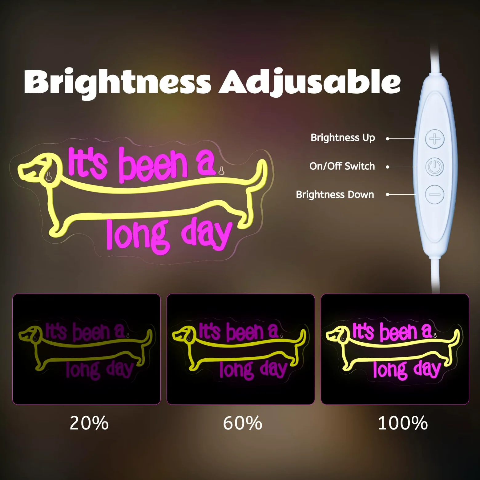 It's been a long day Dachshund Neon Led, Bassotto Scritte Neon Decorazione da Parete, Insegne Luminose Adatto per Camera da Letto, Soggiorno, Cameretta dei Bambini, Festa di Intrattenimento