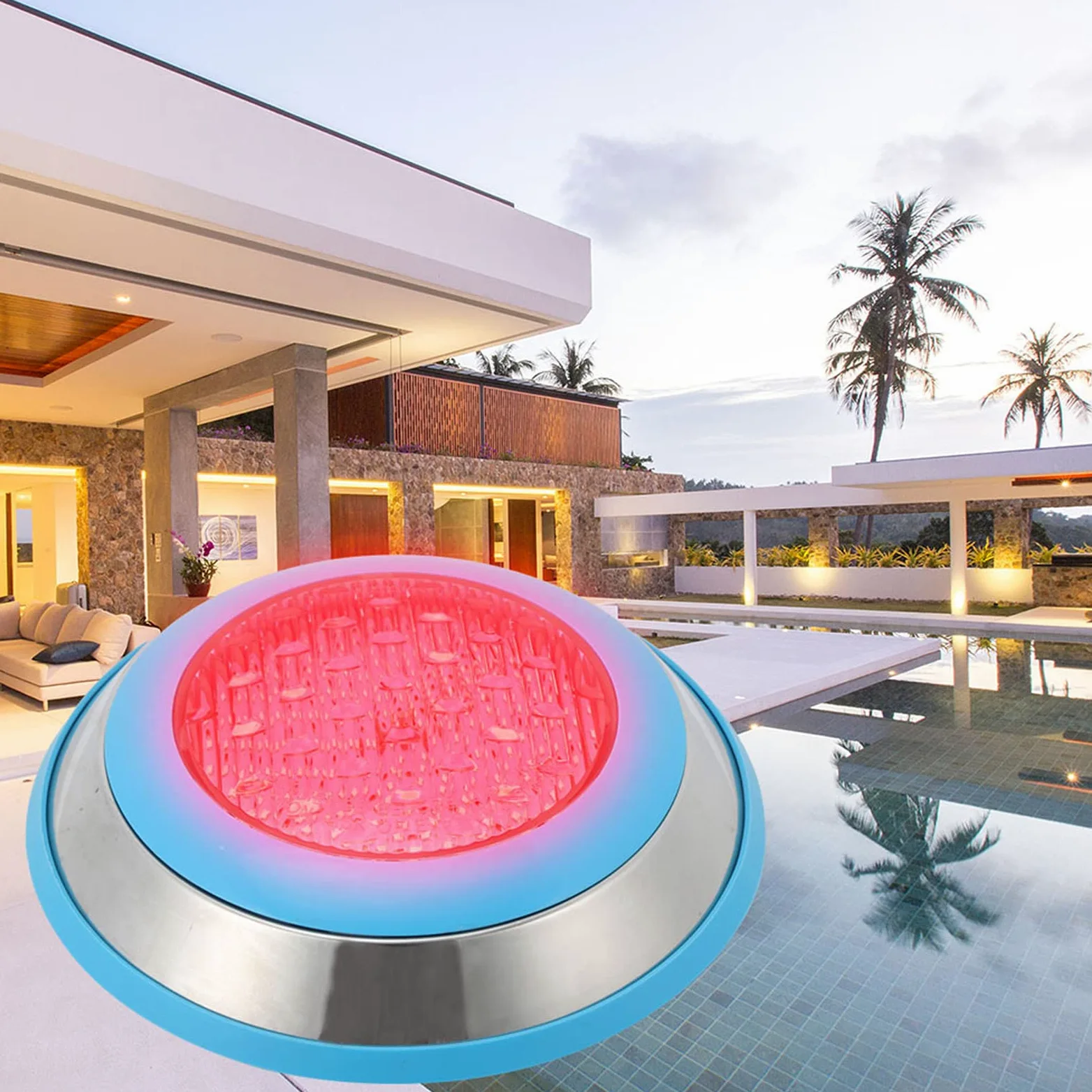 Garosa Lampada Subacquea in Acciaio Inossidabile IP68 Impermeabile, Lampada Subacquea a Parete a LED da 15W per Fontane da Piscina, Controllo RGB con Telecomando, Voltaggio Sicuro AC12V