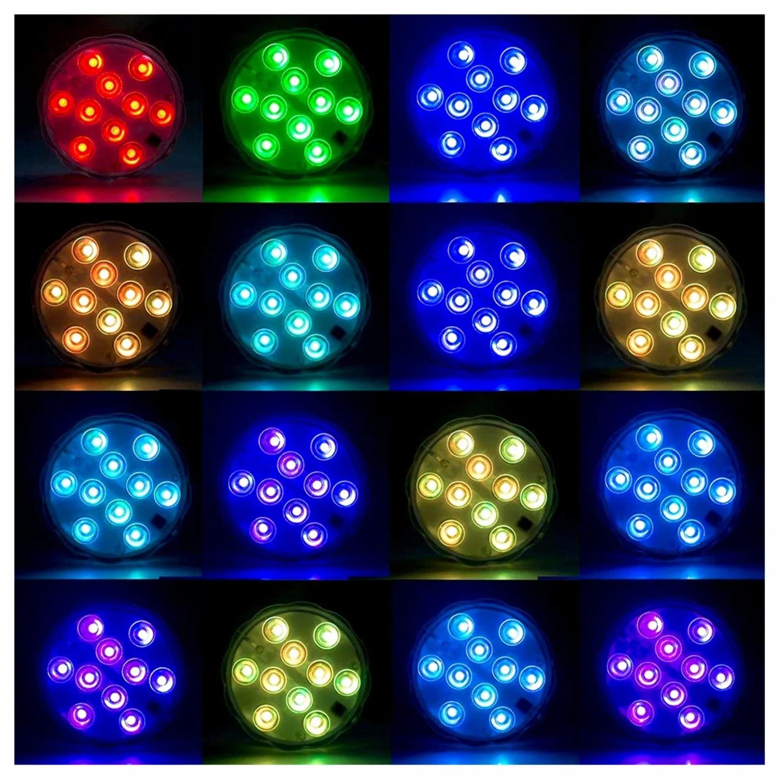 Luce sommergibile a 10 LED con telecomando Lampada da notte subacquea alimentata a batteria for la decorazione della festa nuziale ciotola del vaso piscina Creare Un'Atmosfera(5 Lamp 1 controller)