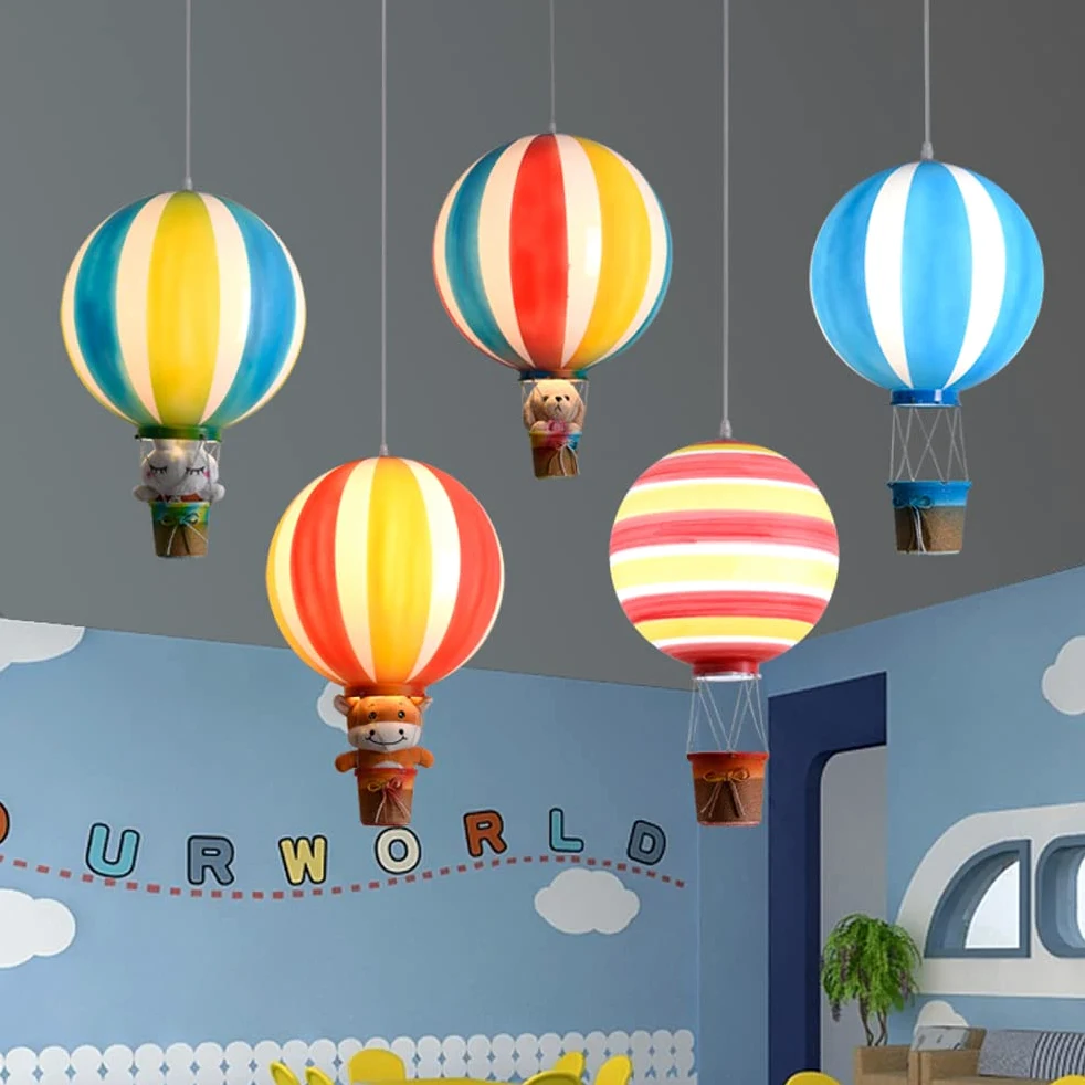 Lampada da soffitto Lampadari a sospensione a forma di mongolfiera, Decorazione boutique Lampada a sospensione a soffitto per camera da letto per ragazzi/ragazze Paralume in acrilico, Lampada a