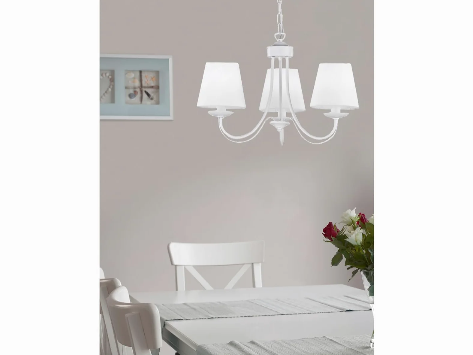 Trio Leuchten Lampadario E14, 28 W, Bianco Opaco, 47 x 47 x 150 cm