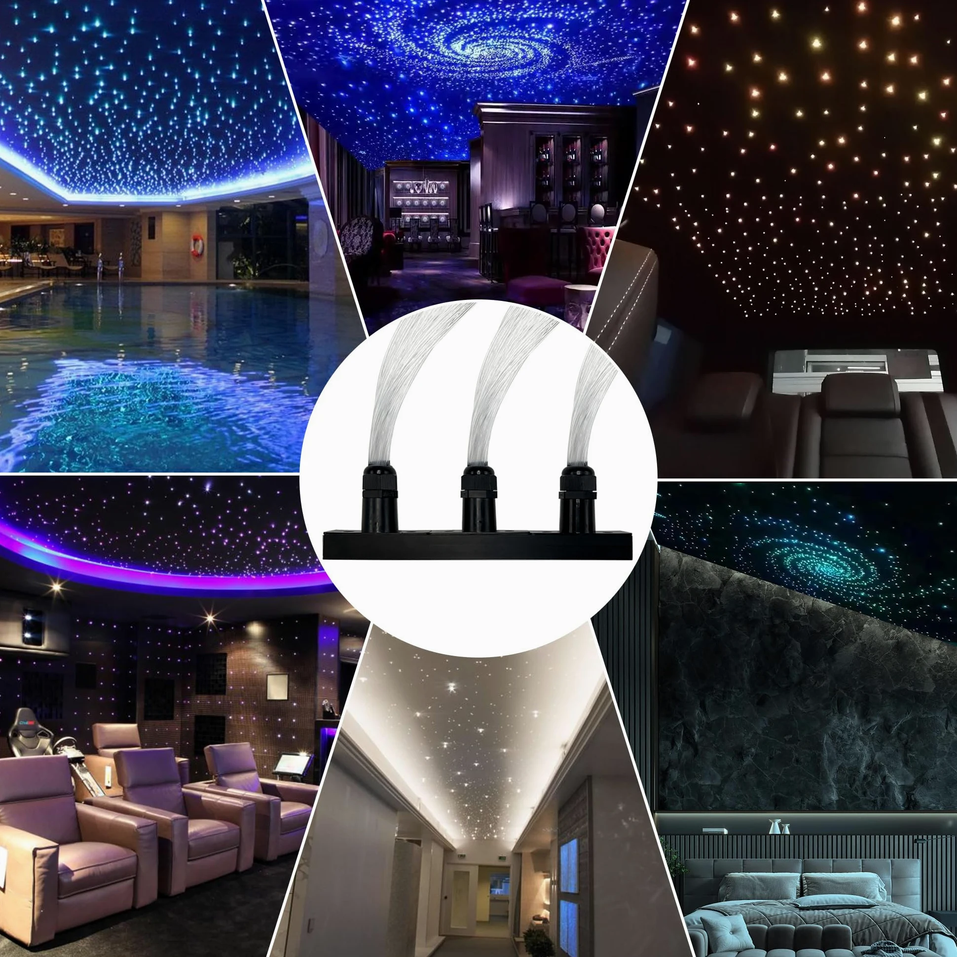 GIDEALED Twinkle, luce a cielo stellato in fibra ottica per auto/casa, kit di luci da soffitto Star con app/telecomando/modalità musica, generatore di luce RGBW e 300pcs*0,75mm*2m cavo in fibra ottica