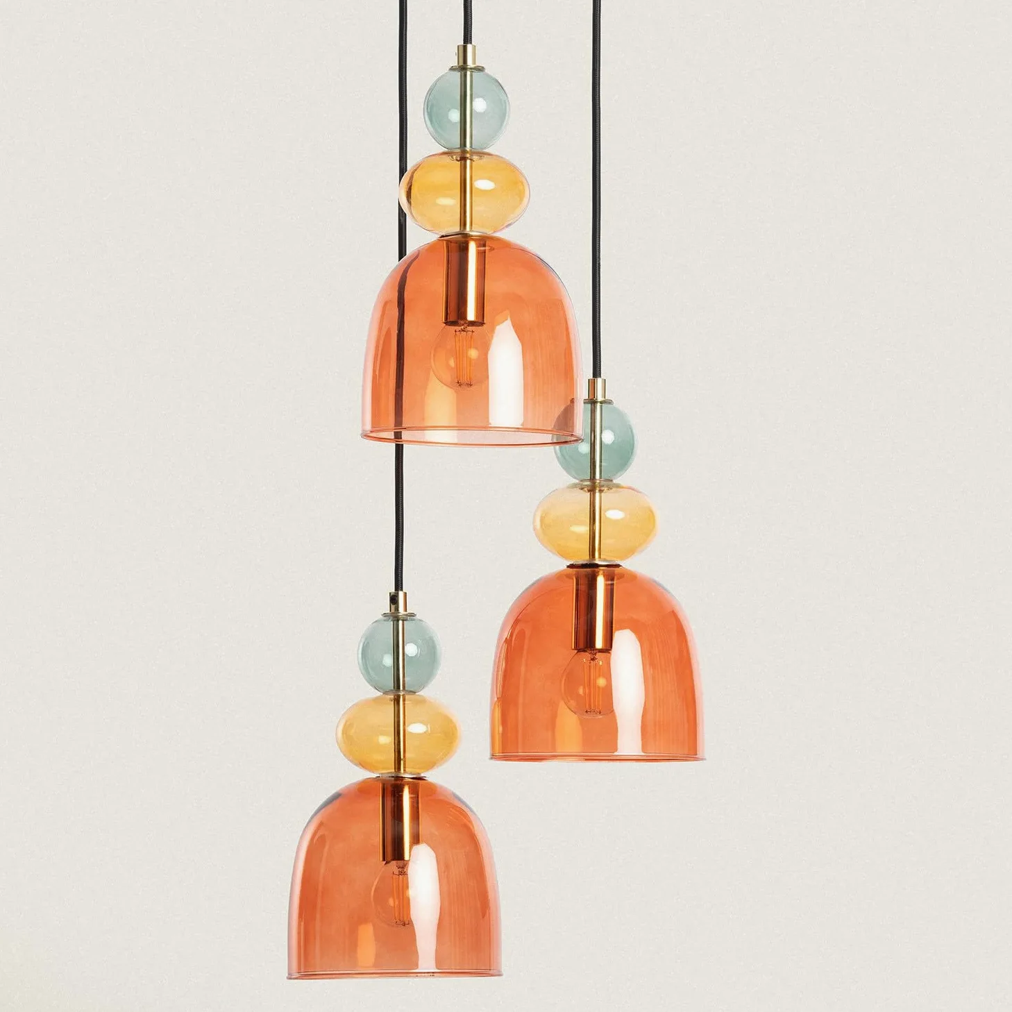 LEDKIA LIGHTING Lampada a Sospensione Metallo e Vetro Tri Baudelaire Rosso E14