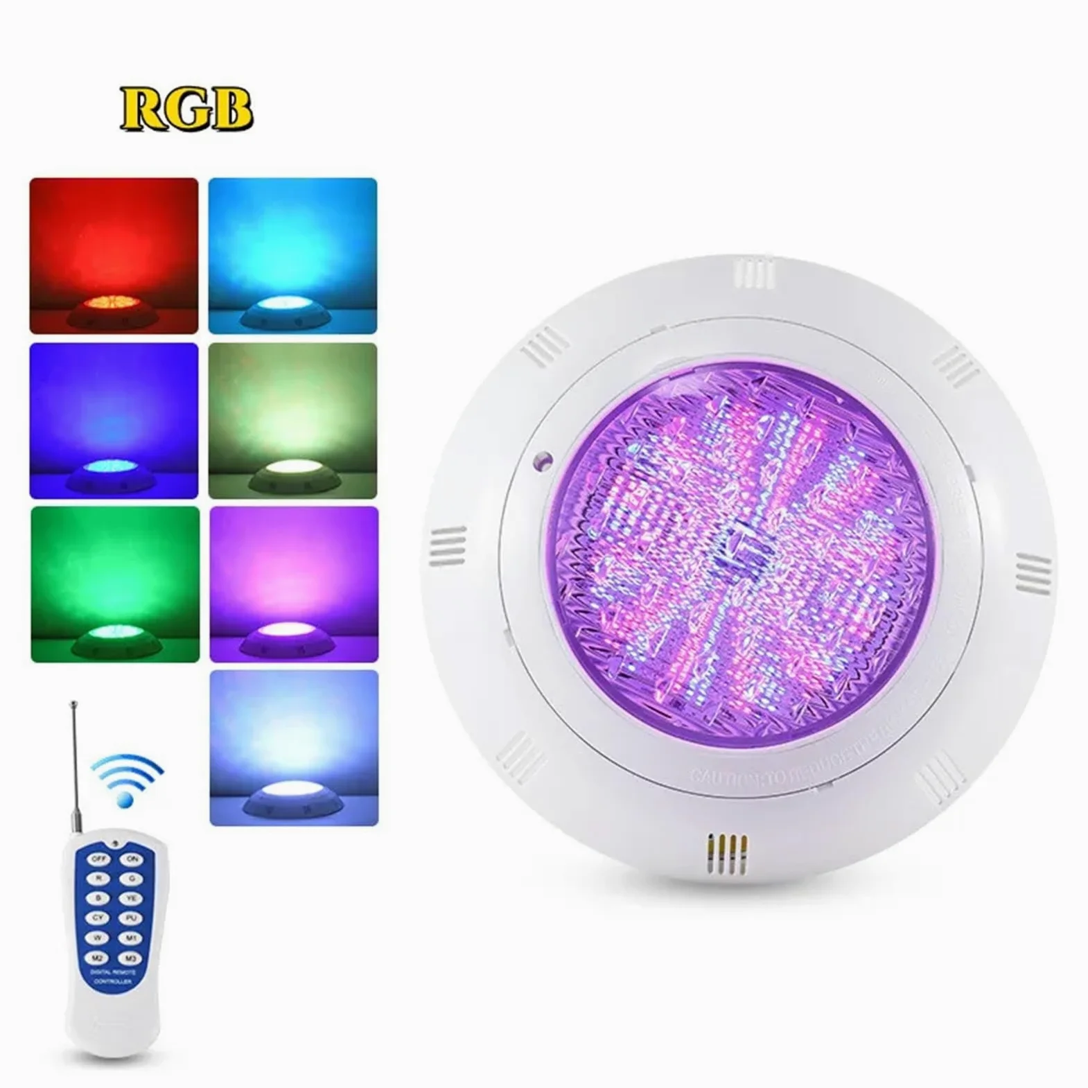 EDEDE Luci Piscina, 12V-ABS Luce Subacquea a LED da Parete IP68 Impermeabile a Sette Colori con Telecomando Illuminazione for Piscina 18W25W35W45W(Blauw,24W)