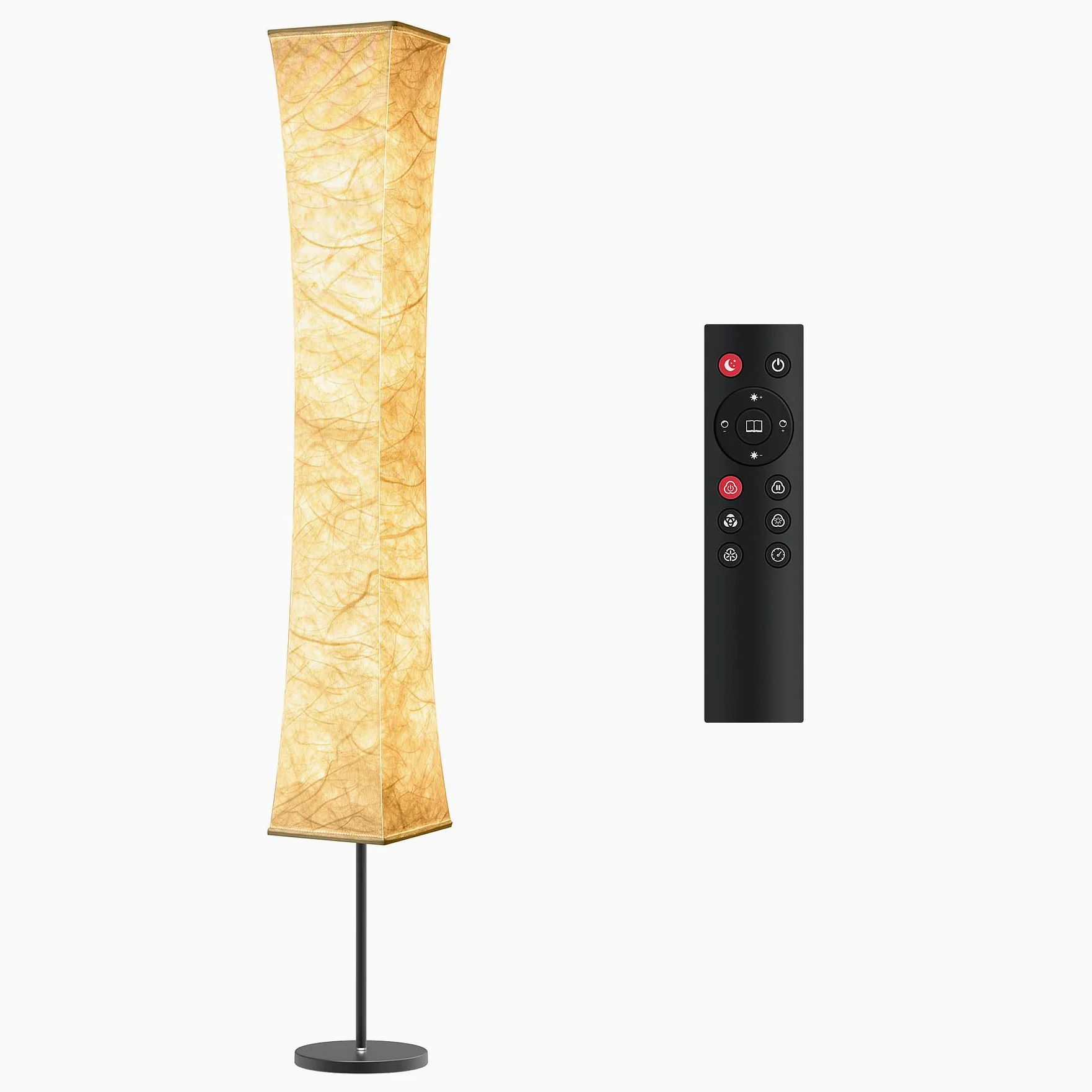 tomons Lampada da terra per soggiorno, dimmerabile, lampada da terra a LED RGB con telecomando e sincronizzazione musicale, lampada da lettura con ombra in tessuto bianco per camera da letto,