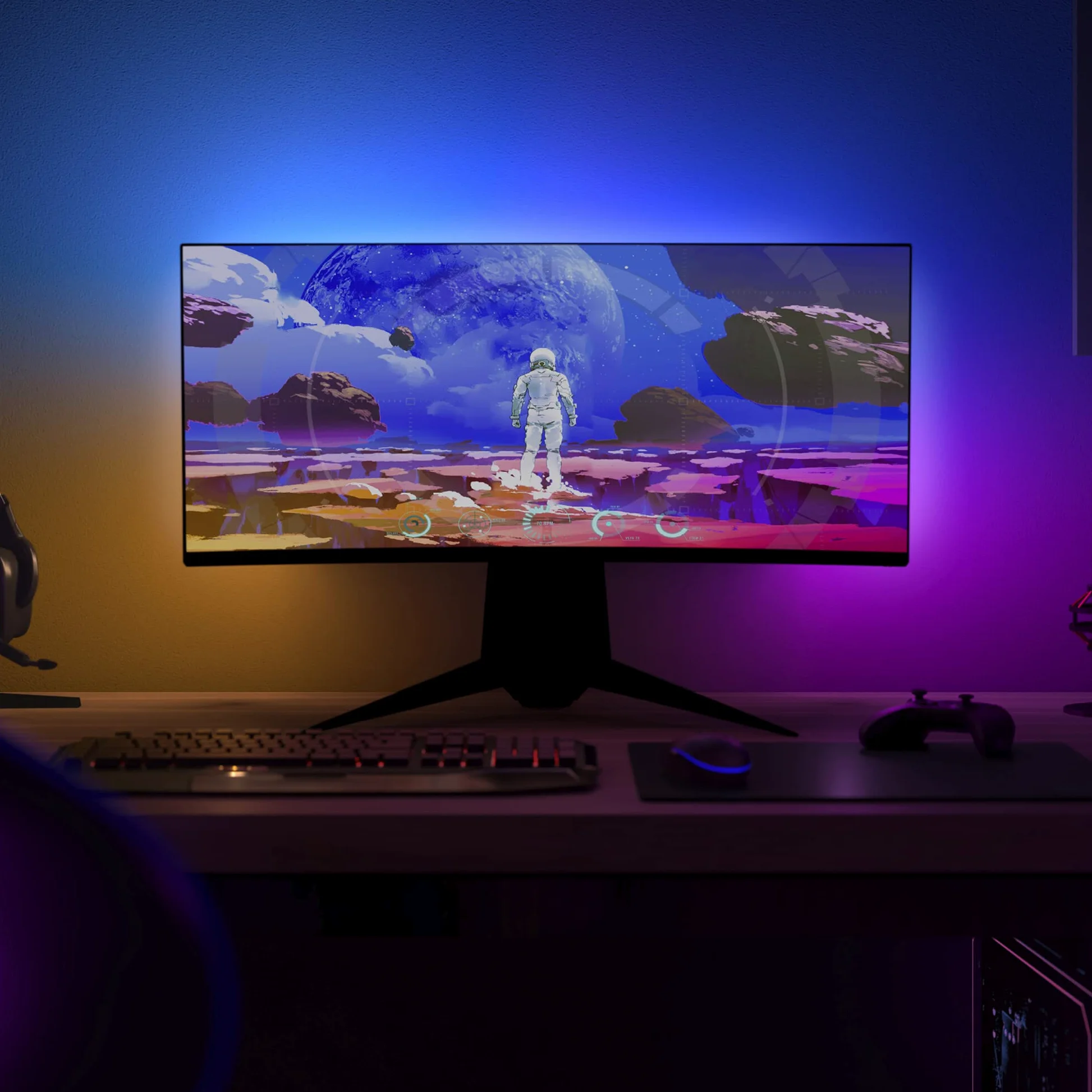 Philips Hue Play, Lightstrip Gradient per PC, 32-34" | 23 W, Smart LED, Smart Home, Luce multicolore reattiva, Sincronizzazione Hue Sync, Hue Bridge incluso