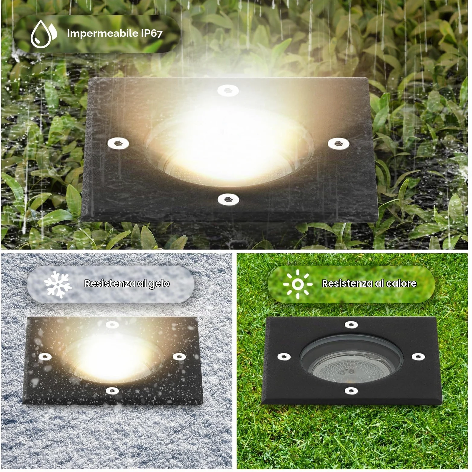 4pcs Faretti Led Esterno per Gu10 3w 230v Bianco Caldo 3000k, IP67 Impermeabile Segnapasso Led Esterno, Segnapassi led esterno per Esterni, Giardino, Terrazza, Cortile, Passerella