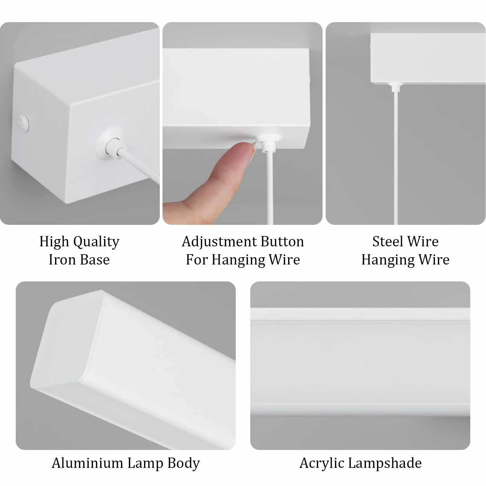 Klighten Led Lampada a Sospensione Da Tavolo Da Pranzo 80cm/24W, Dimmerabile 3000K-6000K Moderna Luce a sospensione Con Telecomando, 150cm Moderna Lineare Regolabile,per Cucina Soggiorno, Bianco