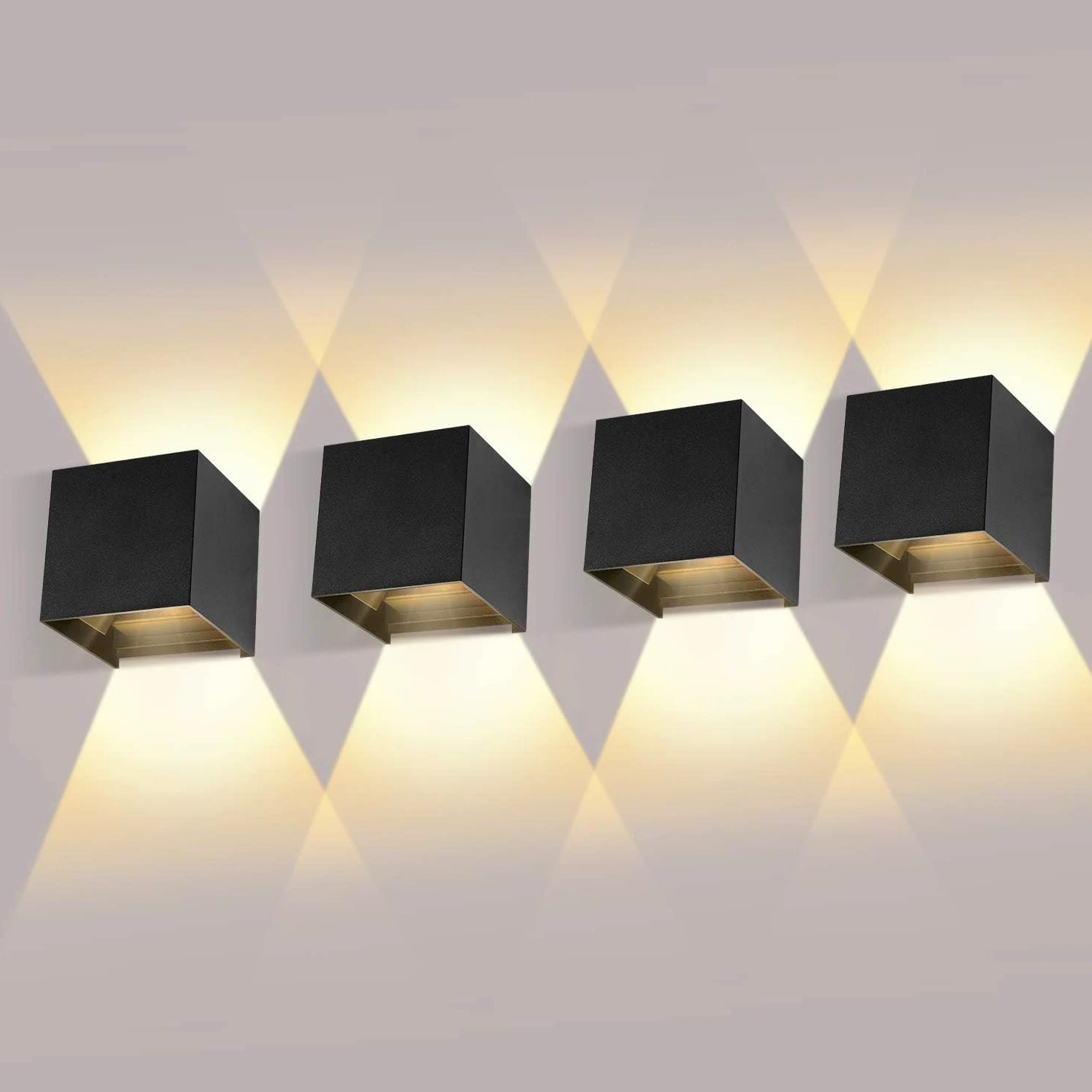 ledmo 4 Pezzi Applique da Parete Interno/Esterno 12W LED Moderno Lampada da Parete Angolo Regolabile del Fascio su e giù Bianco caldo 3000K Applique Esterno Impermeabile IP65 Per giardini, corridoi