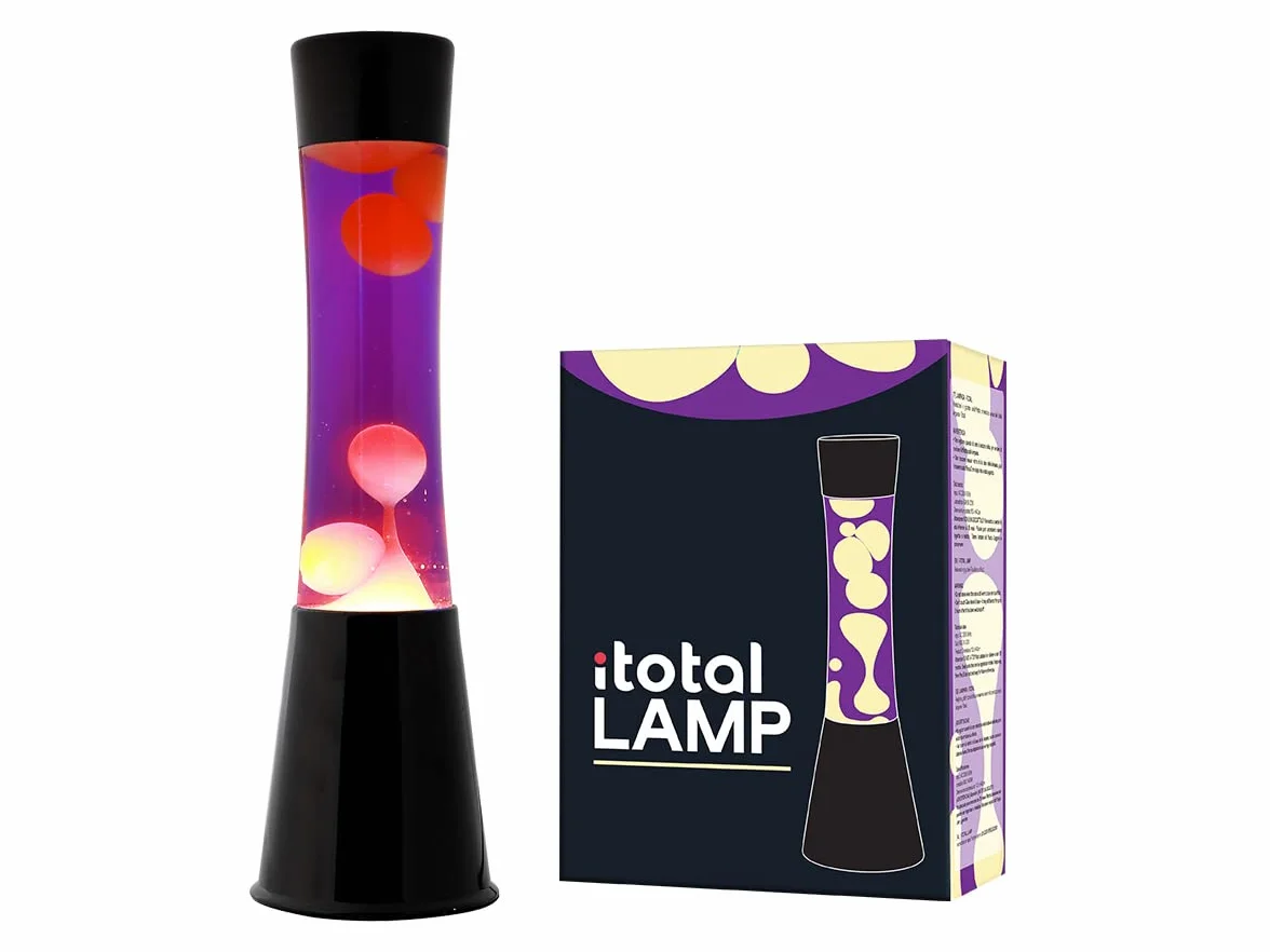I-TOTAL® Lampada Lava Gravity Colorata – Effetto Bolle Ipnotico, Design Retrò, Cera Fluida, Luce Rilassante, Lampada Decorativa per Casa e Ufficio (Base Nera Liquido Viola Cera Gialla)