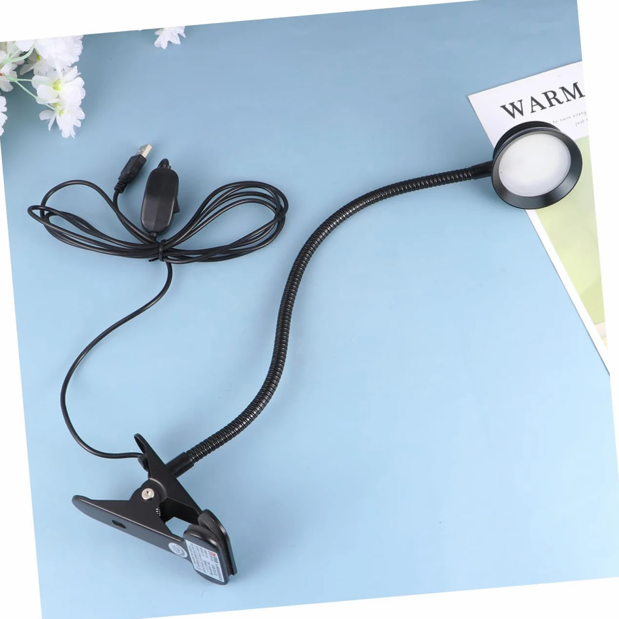 NUOBESTY Lampada da Lettura LED Ricaricabile USB Clip Flessibile e Luce Ultra Luminosa, Lampada da Comodino in Metallo Nera per Leggere a Letto o Campeggio
