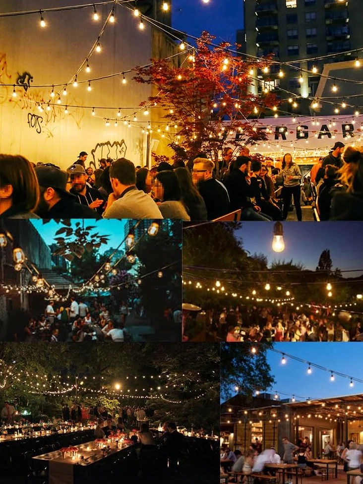 H+Y Catena Luminosa Esterno 15M/48ft, S14 Luci da Esterno Giardino con 15+1 LED Lampadina, IP65 Impermeabile 2700K Bianco Caldo, Luci Esterno per Gazebo Terrazzo Balcone Festa Cortile Bianco Caldo