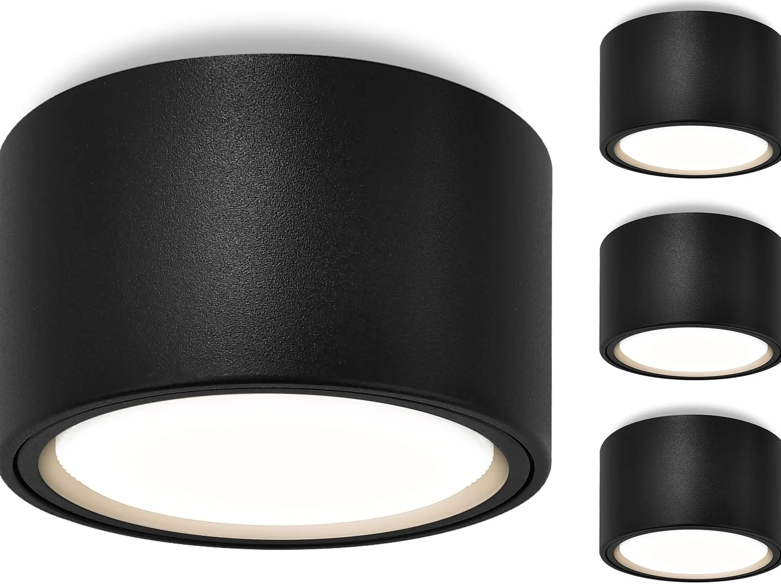 GeyouLux 4 Pezzi Faretti LED Soffitto 6W 680LM Faretti da Soffitto 4000K Luce Naturale Faretto LED Interno Ø95x55mm Plafoniera led Soffitto in Alluminio per salone corridoio cucina salotto, Nero