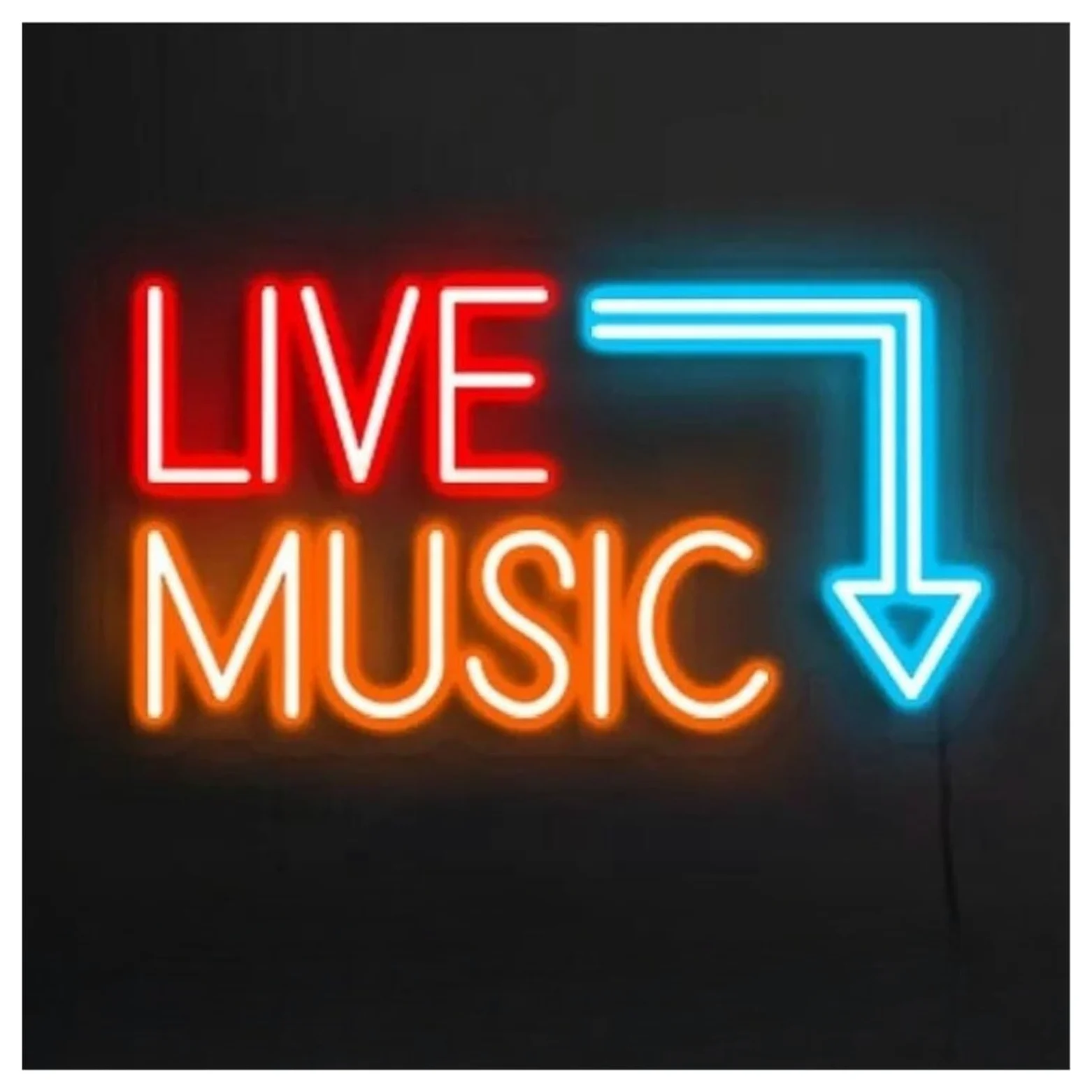 Insegna al Neon LED Insegna Al Neon LIVE MUSIC Con Luce LED Per Studio Di Registrazione Atmosfera Negozio Bar Festa Camera Da Letto Casa Decorazione Da Parete 40cmx24cm(H)