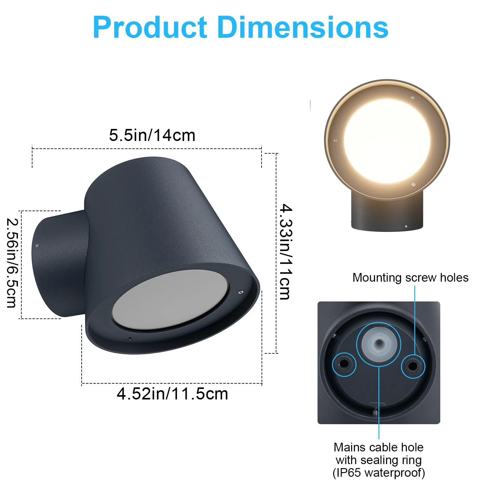 Klighten 2 Pezzi Lampada da Parete GU10 Esterni/Interni, Moderna Applique da Esterno, IP65 Luci da parete in Alluminio+PC, per Giardino Balcone Ingressi, Lampadina non Inclusa, Antracite