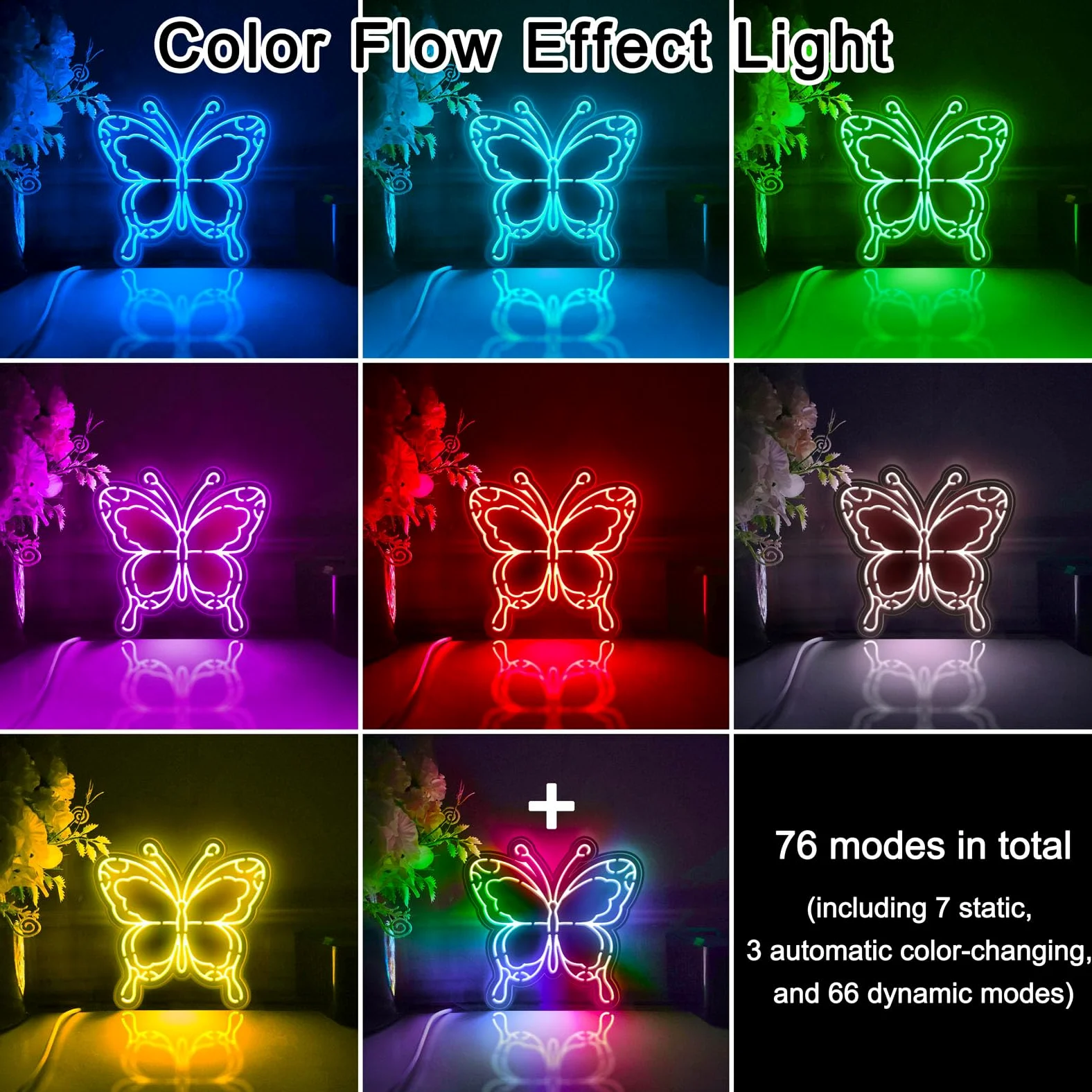 Bella scatola luminosa a LED a forma di farfalla, decorazione artistica da parete, cartello luminoso, decorazioni da scrivania, regalo per gli amanti della natura, appassionati di insetti (RGB