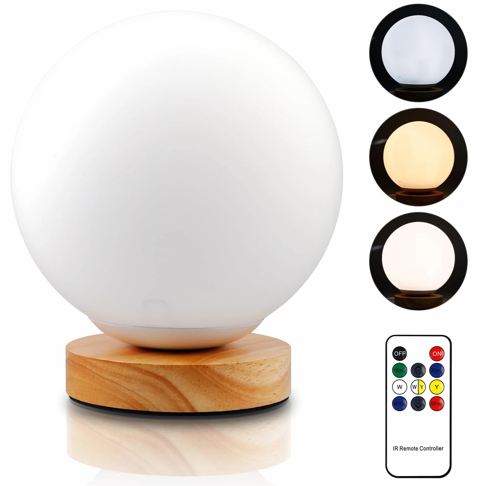 BORDEAG Lampada diurna per terapia, senza raggi UV, 10000 Lux, simulazione di luce diurna, luce solare con telecomando, 3 temperature di colore, luminosità regolabile e timer per casa, ufficio (palla)