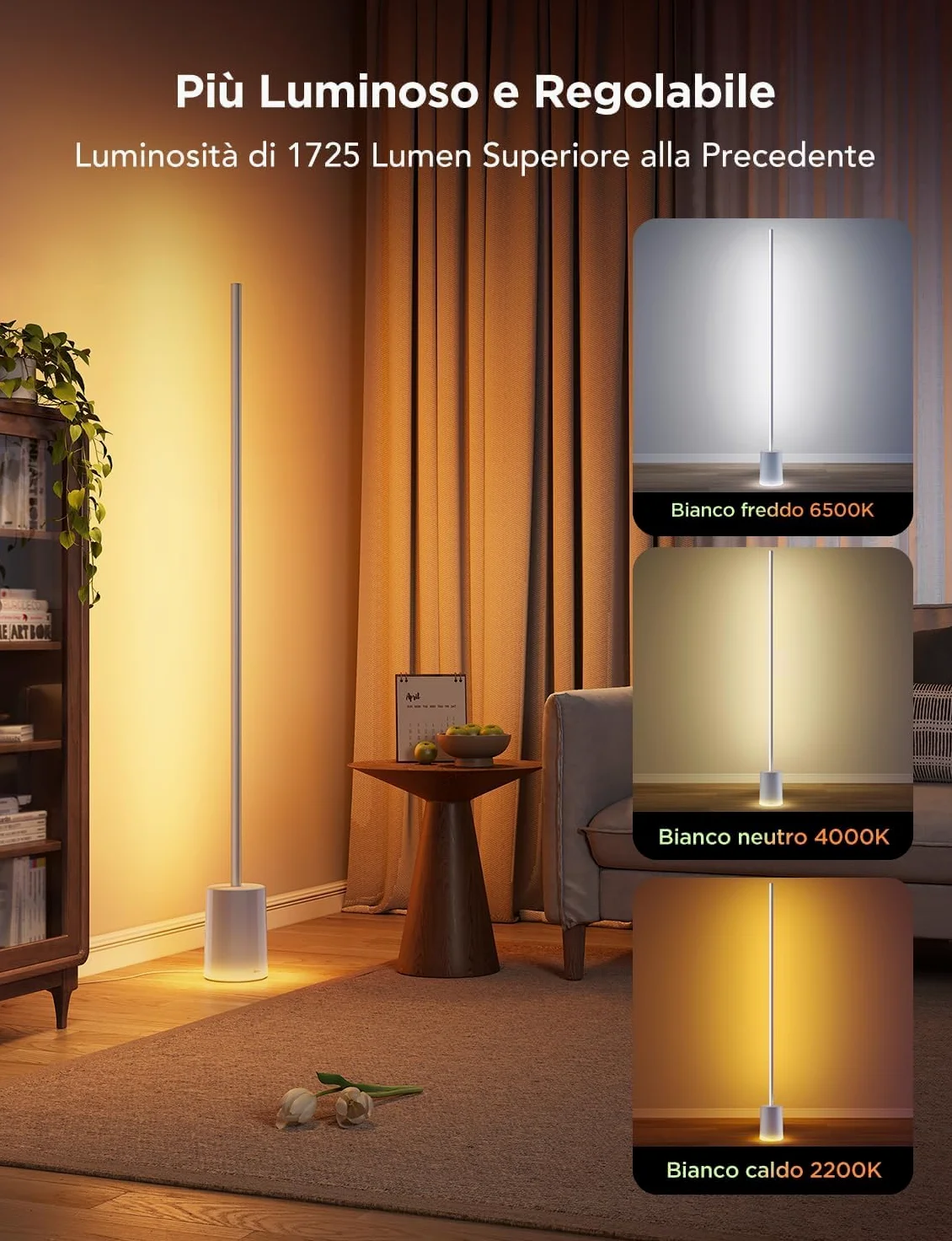 Govee Lampada da Terra RGBIC, Luci LED Compatibile con Alexa e Matter, 152cm Luci Dimmerabile con Telecomando e APP, Sinc Musica, 82 Modalità Scena, Lamp Comodino, Camera da Letto e Salotto, Grigio