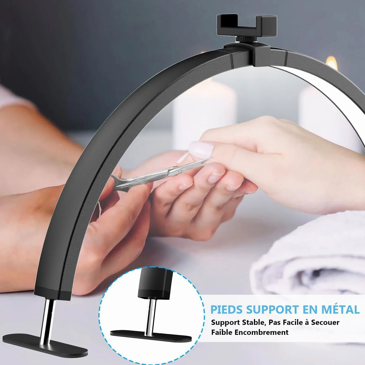 Lampada Extension Ciglia Rimovibile Lampada Tavolo A Led A Mezzaluna Lampada Tavolo Per Unghie Da Tavolo Con Porta Cellulare Lampada Di Bellezza A Mezzaluna (A White, 29IN)