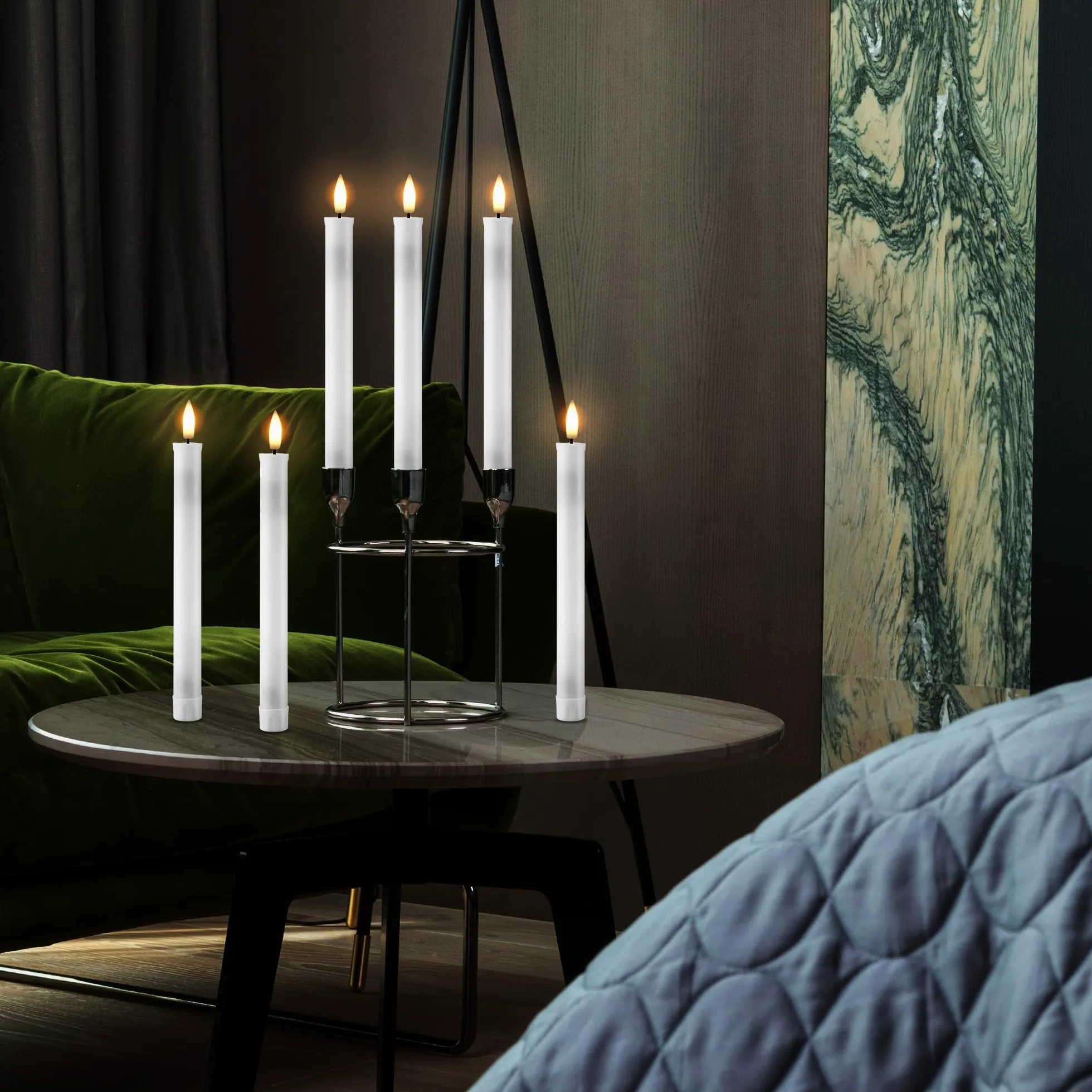 EXTSUD Set di 6 candele a LED a lunga durata, senza fiamma, con 2 telecomandi, candele per finestra a LED, ricaricabili, bianche, decorazione per Natale, matrimoni, feste, banchetti