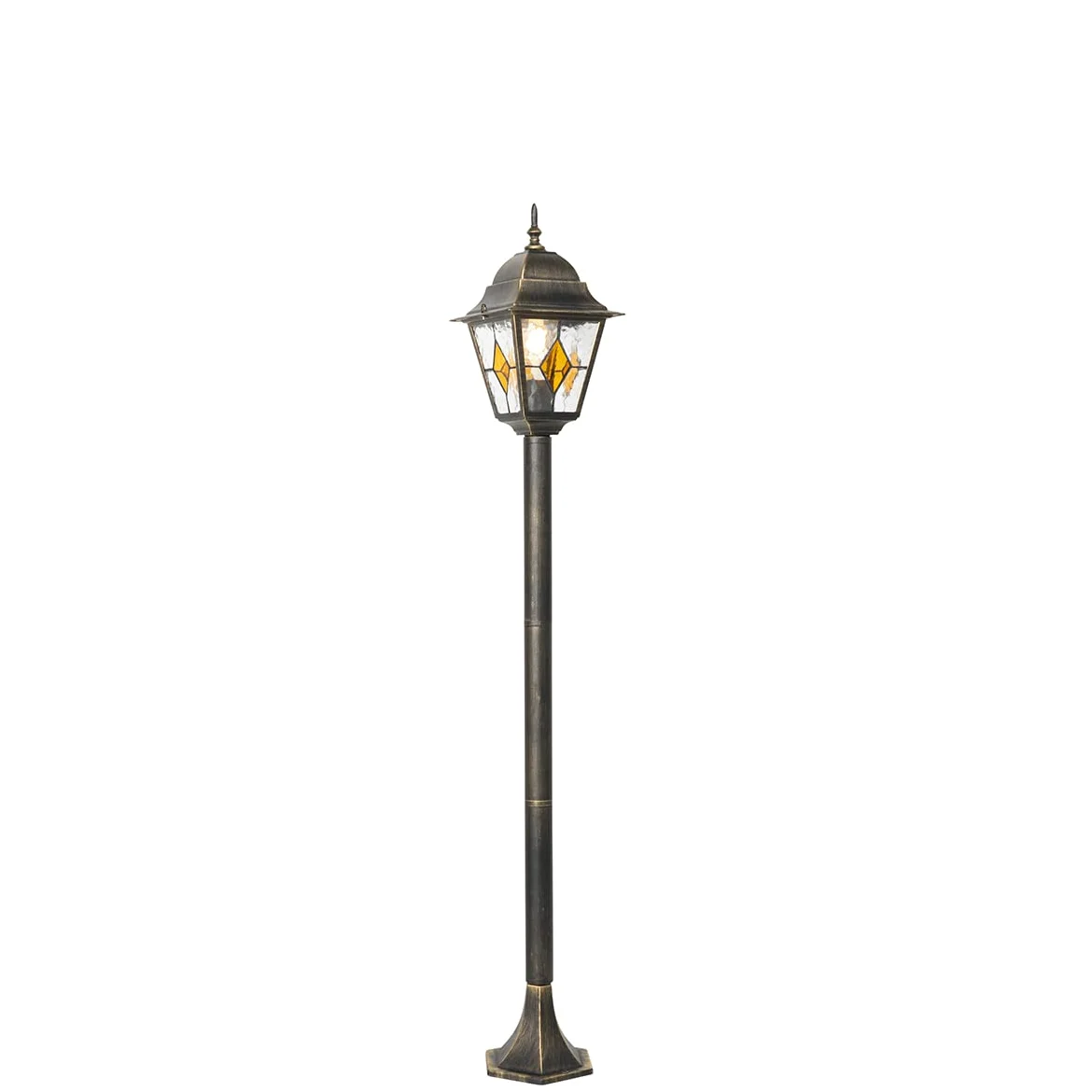 Qazqa antigua - Palo da giardino Classico - 1 luce - Ø 18.4 cm - Oro - Design I Rustico - Illuminazione esterna