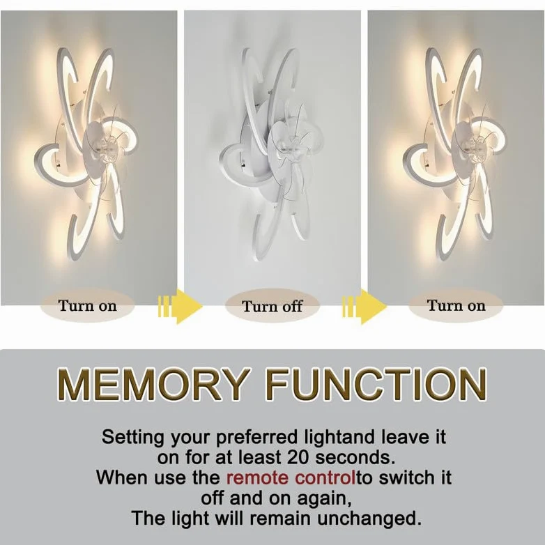 Silenzioso Led Ventilatore Da Soffitto Con Luce, Dimmerabile Lampadario Ventilatore Design Moderno, 6 Velocita Telecomando Timer Plafoniera Con Ventilatore Bambini Soggiorno Camera Da Letto Bianco