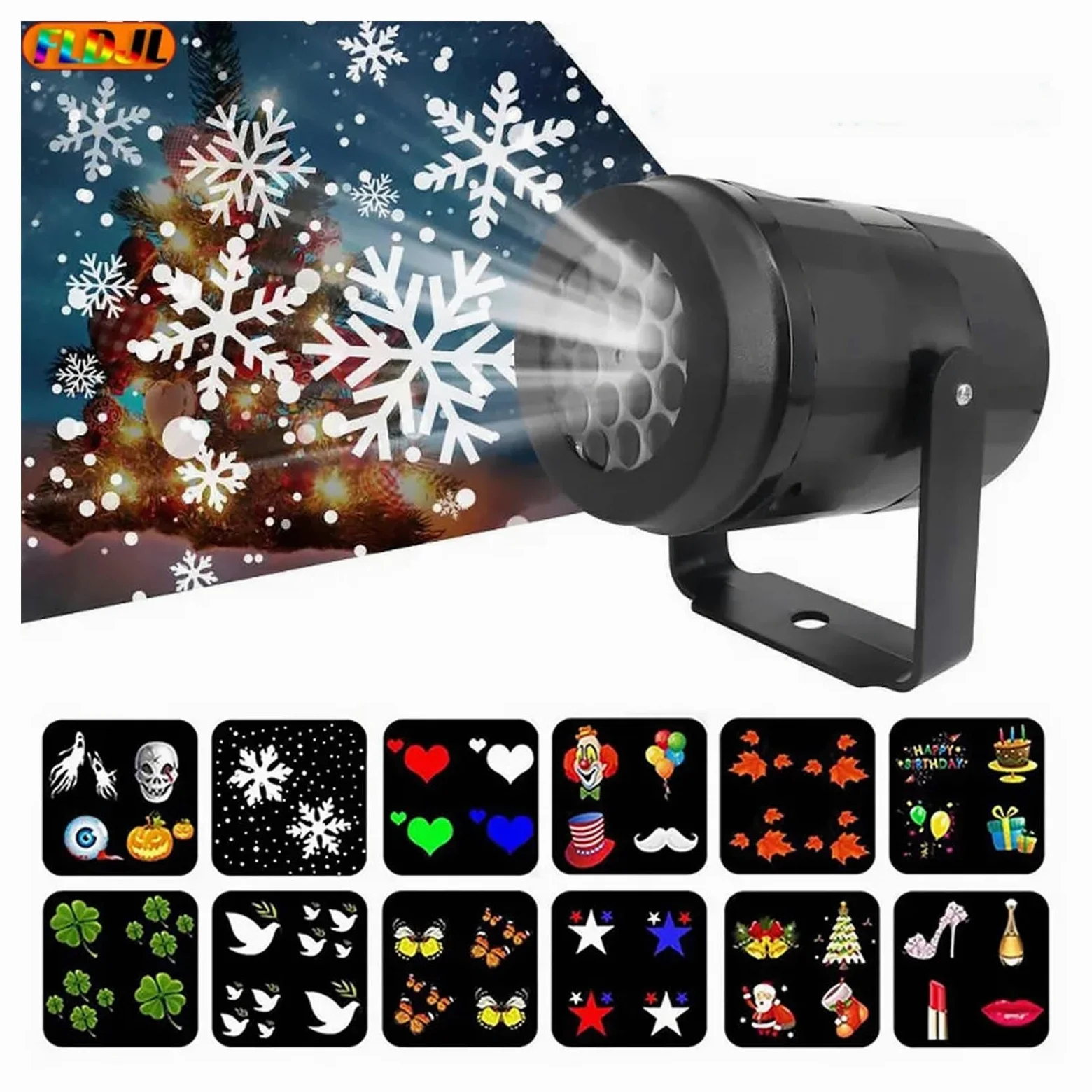Proiettore natalizio per esterni, Luci for feste di Natale Proiettore a fiocchi di neve Luce da palcoscenico a LED Rotante Modello natalizio Illuminazione natalizia for esterni Decorazioni da giardino