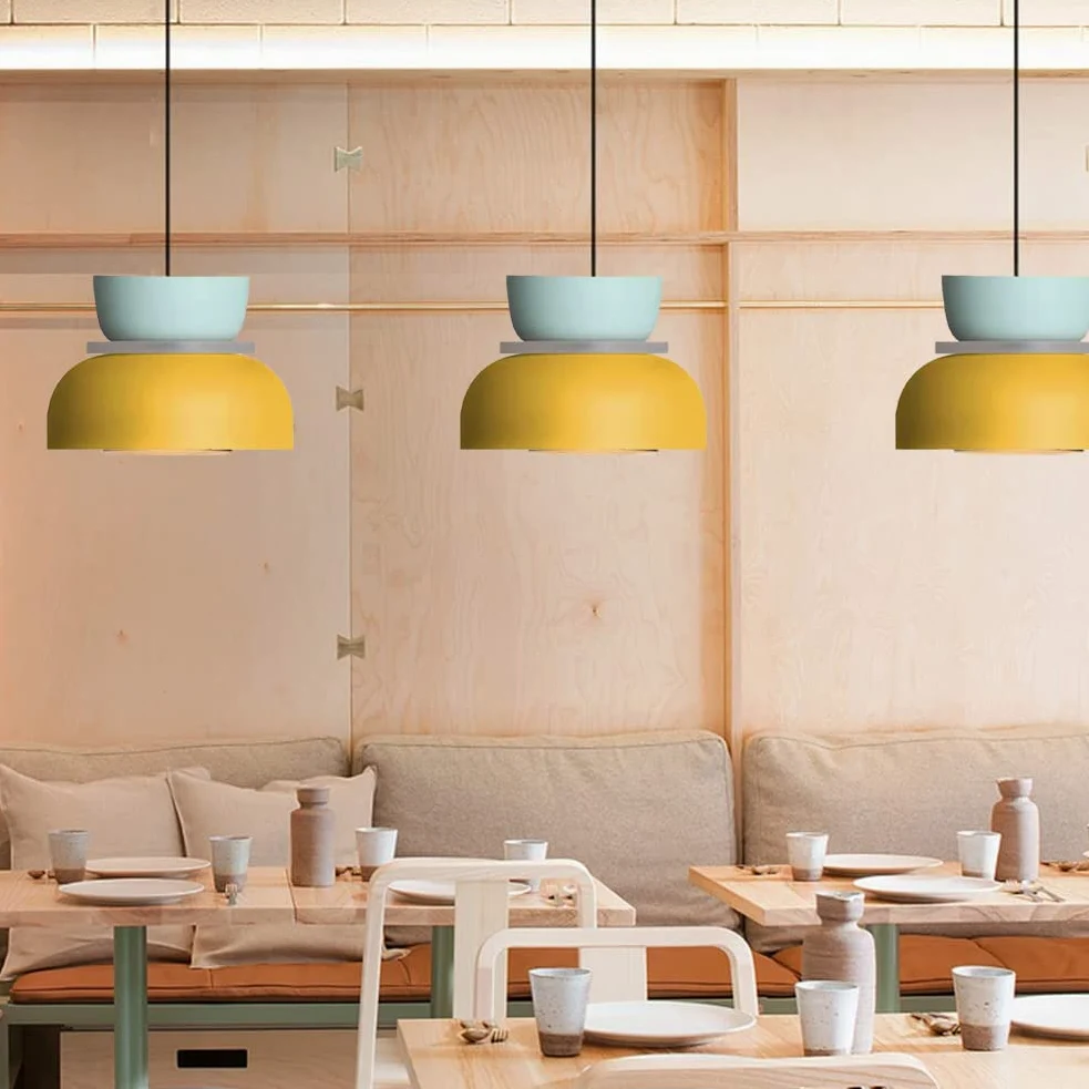 Luce Industriale Moderna Macaron Lampada A Sospensione Colorata metà del Secolo per Illuminazione A Soffitto Piccolo Lampadario in Alluminio per Camera da Letto Cucina (C)