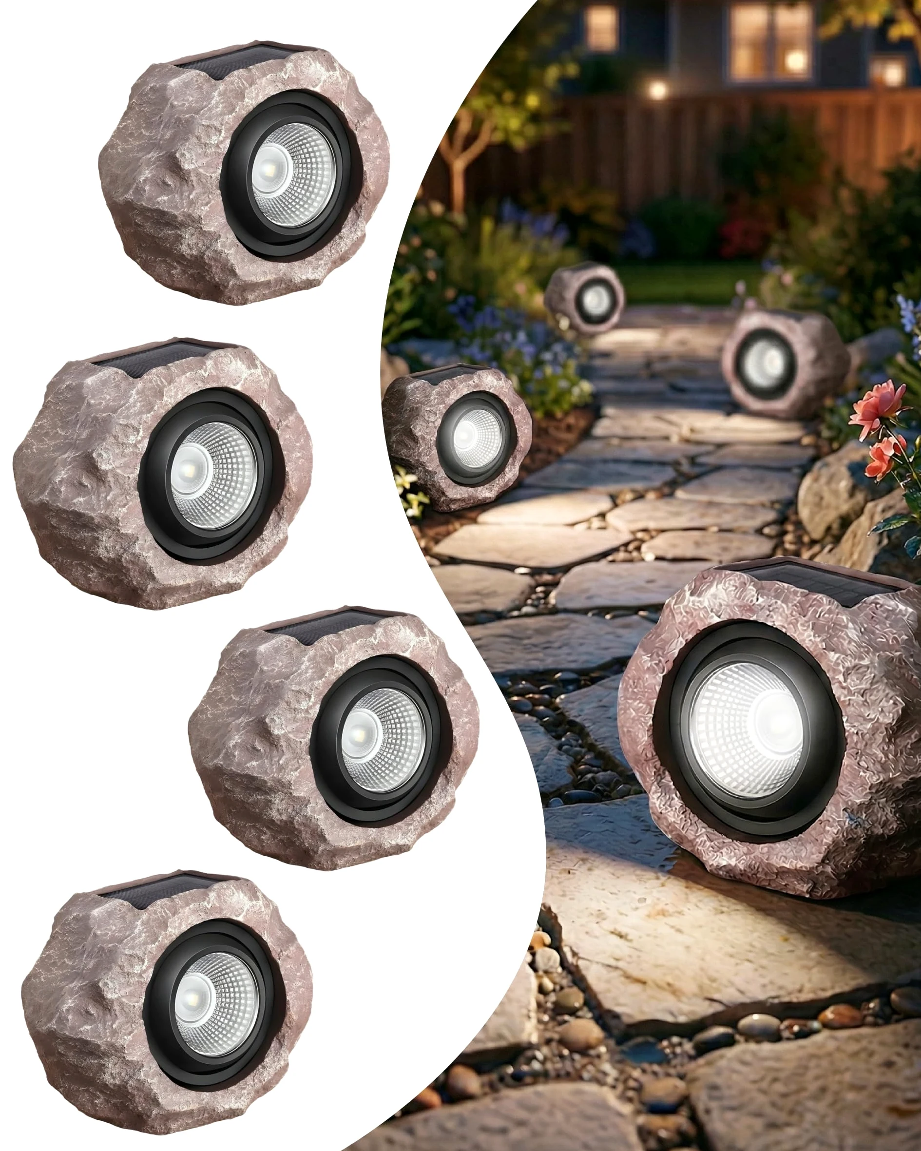 DGSCAK Luci solari da esterno, confezione da 4 luci solari super luminose per esterni, impermeabili, angolo di luce regolabile, luci solari per vialetti, vialetti, vialetti, patio, prato
