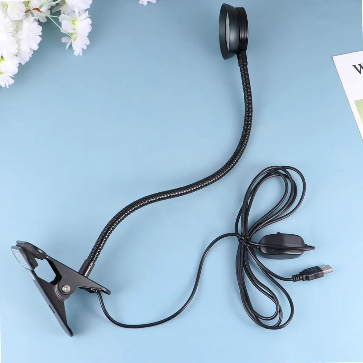 NUOBESTY Lampada da Lettura LED Ricaricabile USB Clip Flessibile e Luce Ultra Luminosa, Lampada da Comodino in Metallo Nera per Leggere a Letto o Campeggio