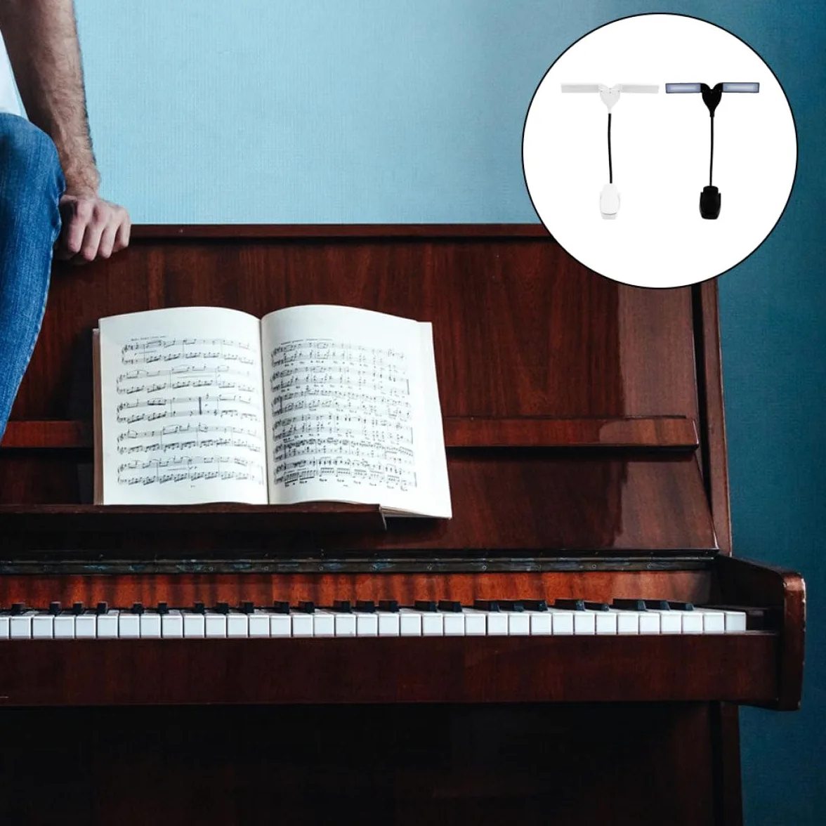 Hemobllo Lampada LED Luce Morbida e Protezione per Occhi per Spartiti da Pianoforte Clip Regolabile Ricaricabile USB, per Pratica Musicale e Studio di Strumenti