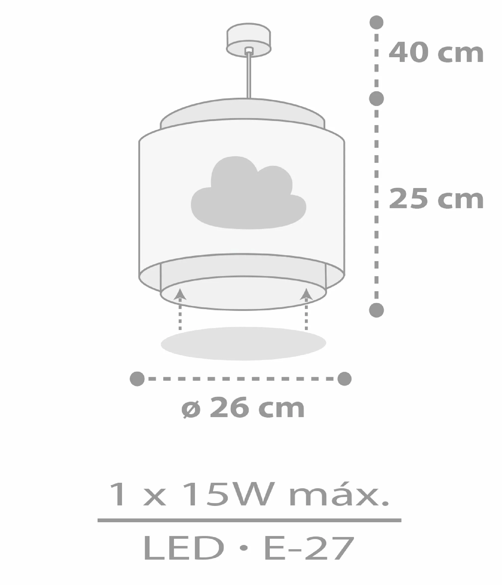 Dalber Lampada da soffitto a sospensione per bambini Baby Dreams Nuvola grigia