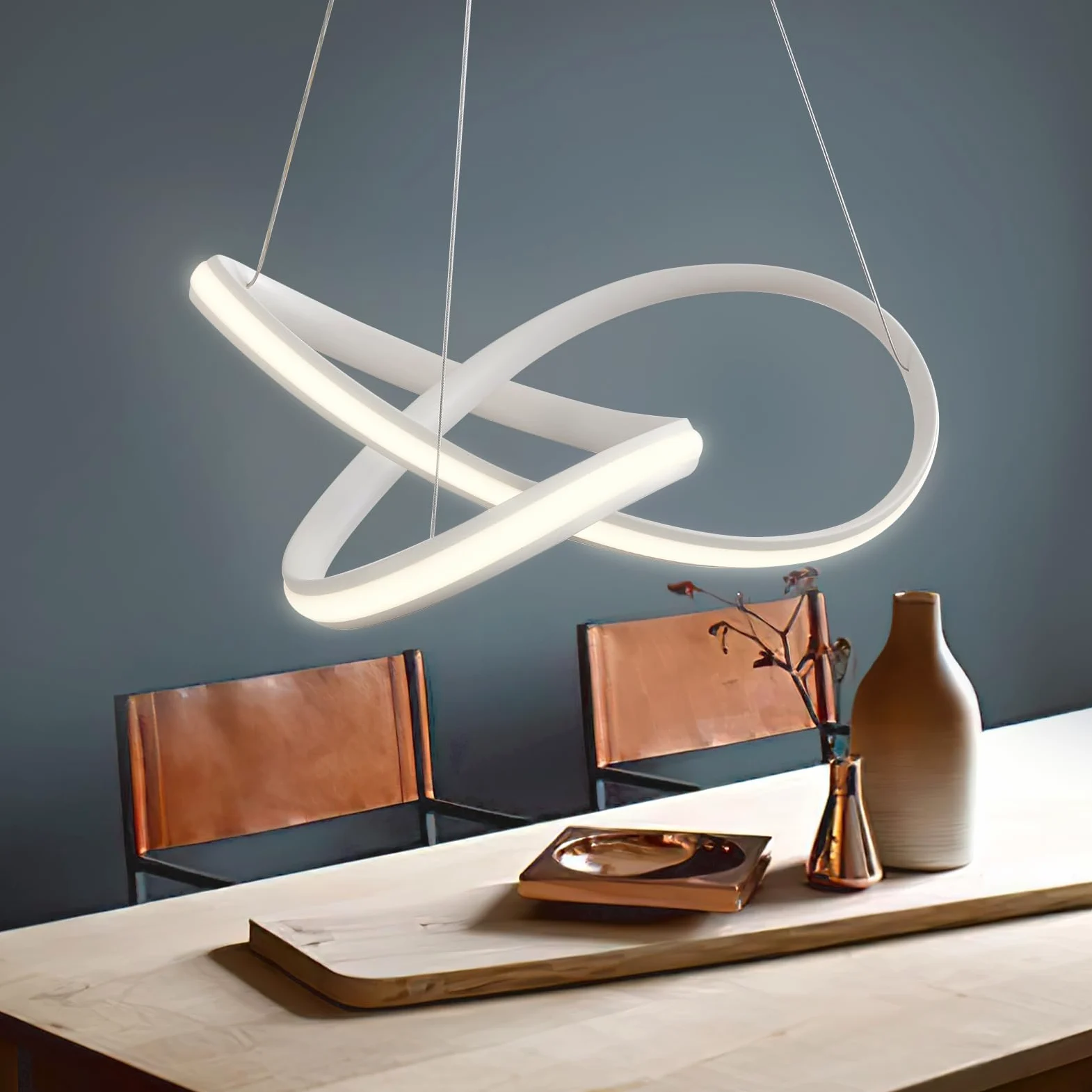 Lampadario Soggiorno, Lampada a Sospensione 30W 3000Lumens, Lampadari a LED Dimmerabili 3000K-6000K con Telecomando, Adatto per Sala da Pranzo, Soggiorno, Camera da Letto, Ufficio, ecc.
