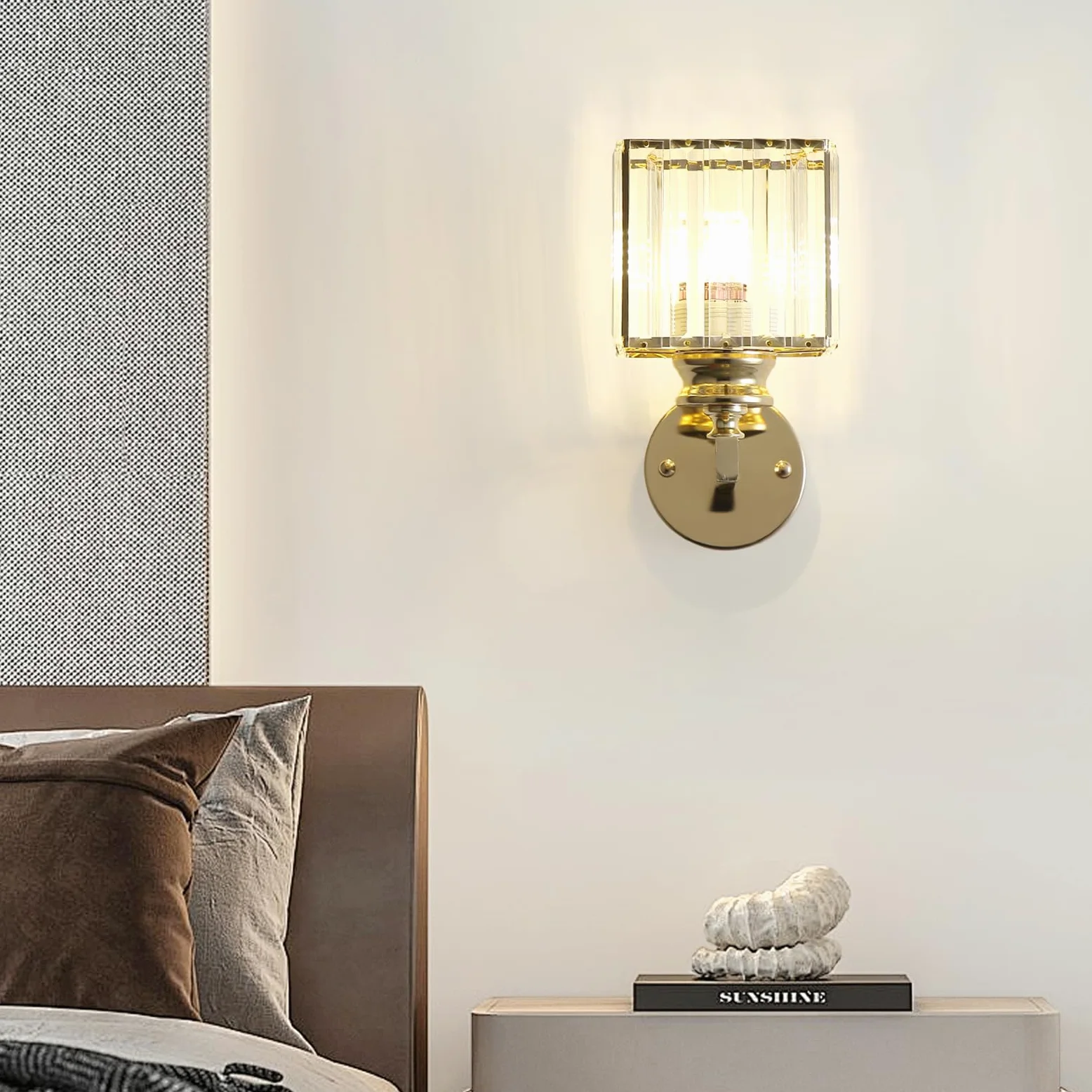 Applique Moderna In Cristallo, E27 Lampada Da Parete In Cristallo Oro, Per Camera Da Letto Soggiorno Sala Da Pranzo Corridoio Illuminazione