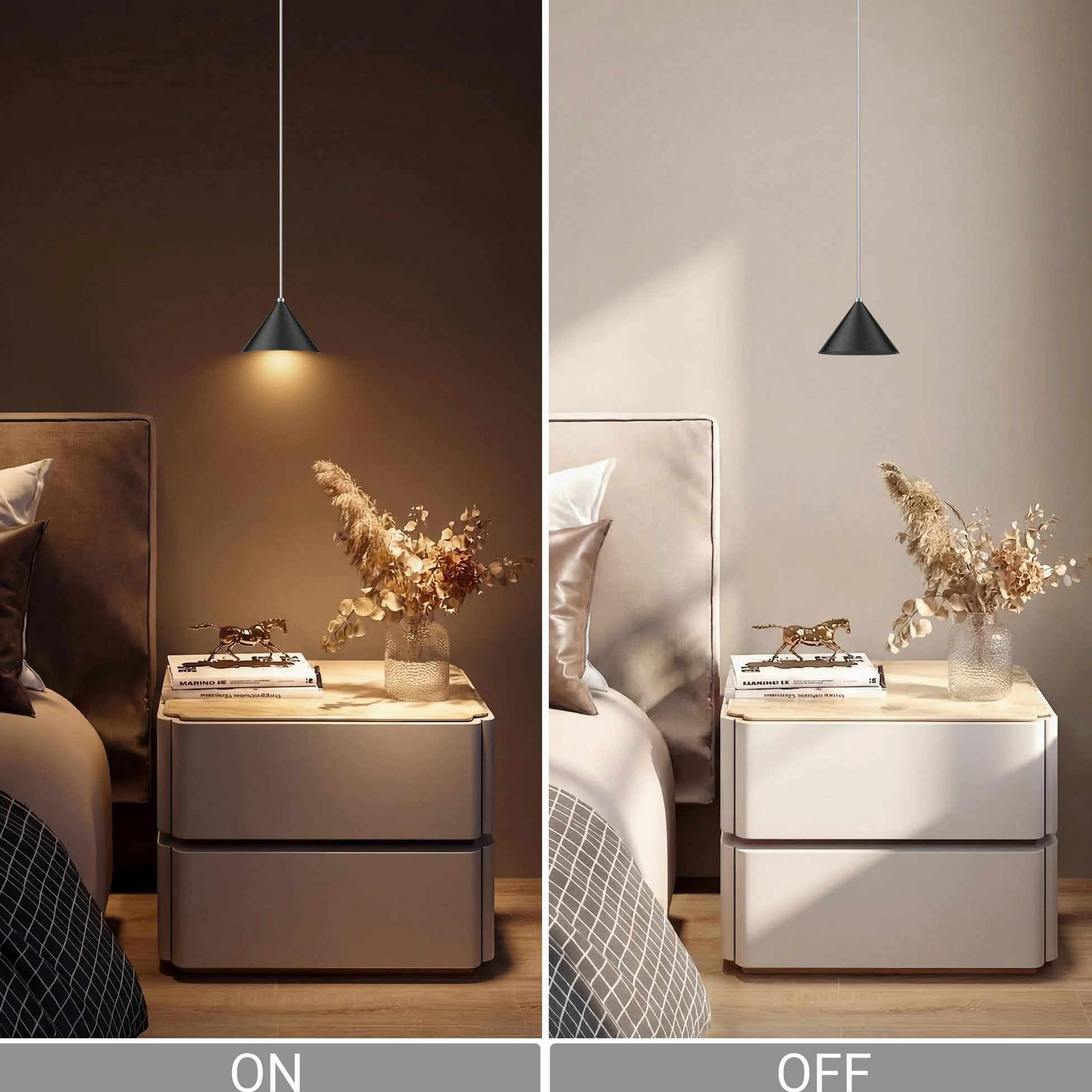 3 Pezzi Lampada a sospensione LED Moderne 12W 800LM, Regolabile In Altezza lampada a sospensione moderna Nero, Alluminio Per Soggiorno Sala Da Pranzo Kitchen Comodino Camera da Letto(3000K)