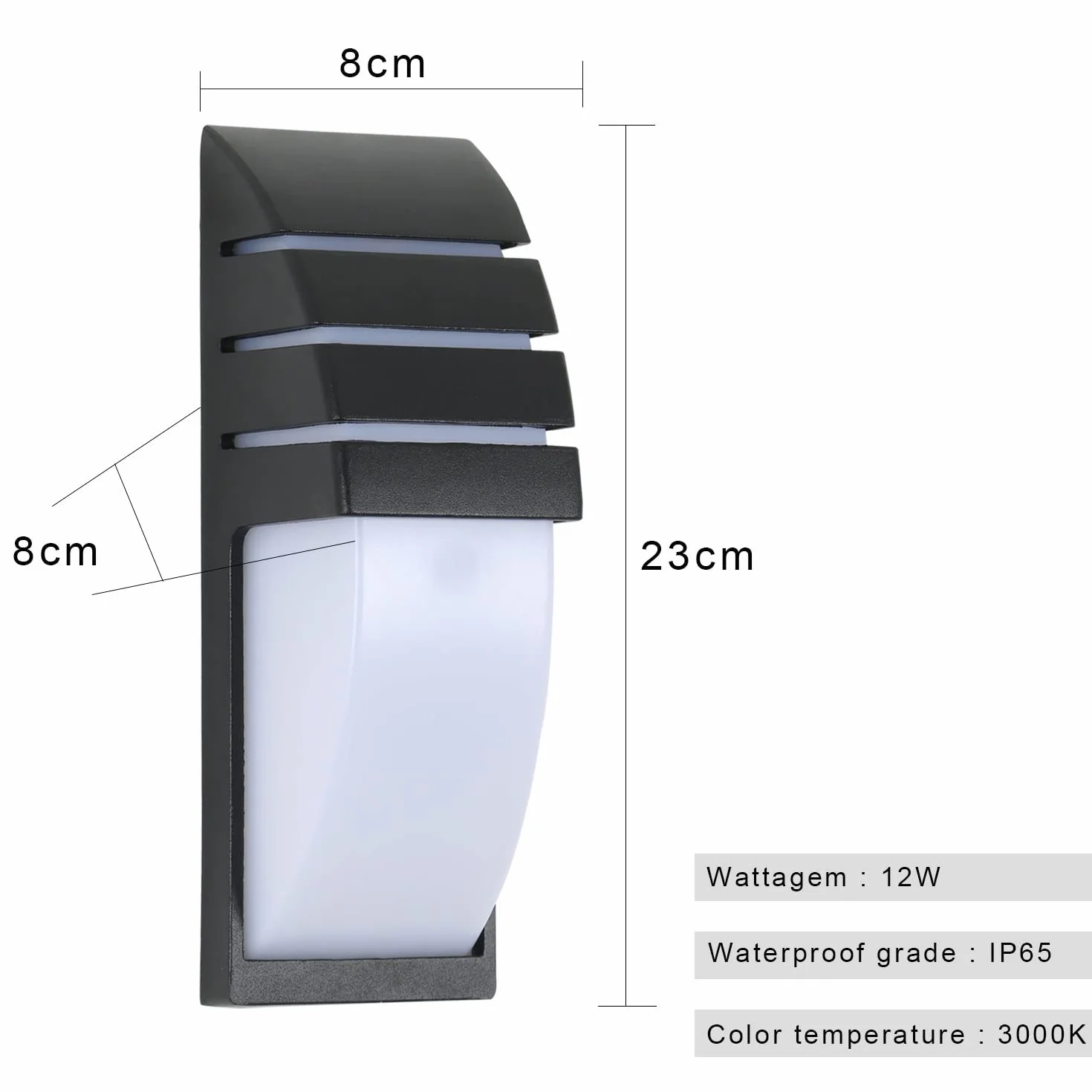 Comely 2 Pezzi Applique da Parete Interno/Esterno, 12W Lampade da Parete LED IP65 Impermeabile, 3000K Bianco Caldo Applique da Esterno per Giardino, Corridoio, Garage, Courty, Balcone