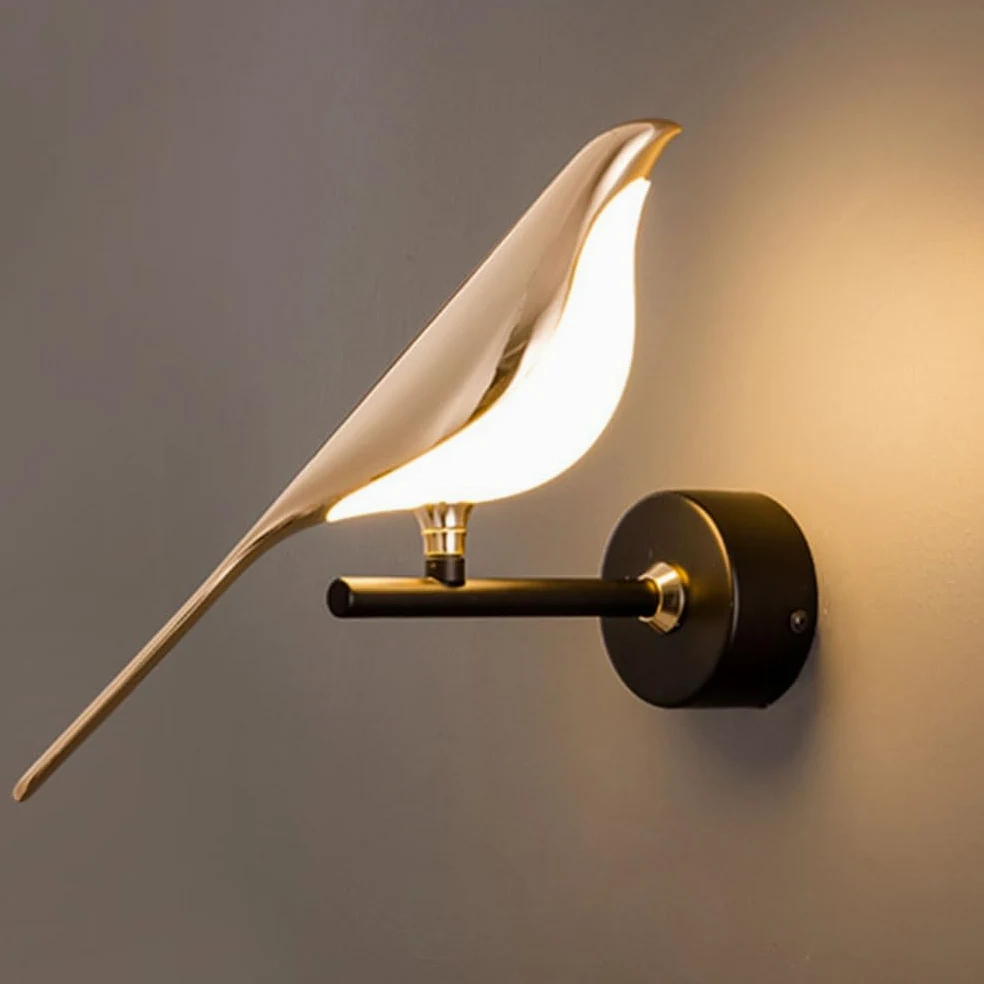 Lampada da parete a LED da 10W Animali Uccelli Applique da Design Moderno 3000K bianco caldo Metallo e Acrilico Nordic Bird