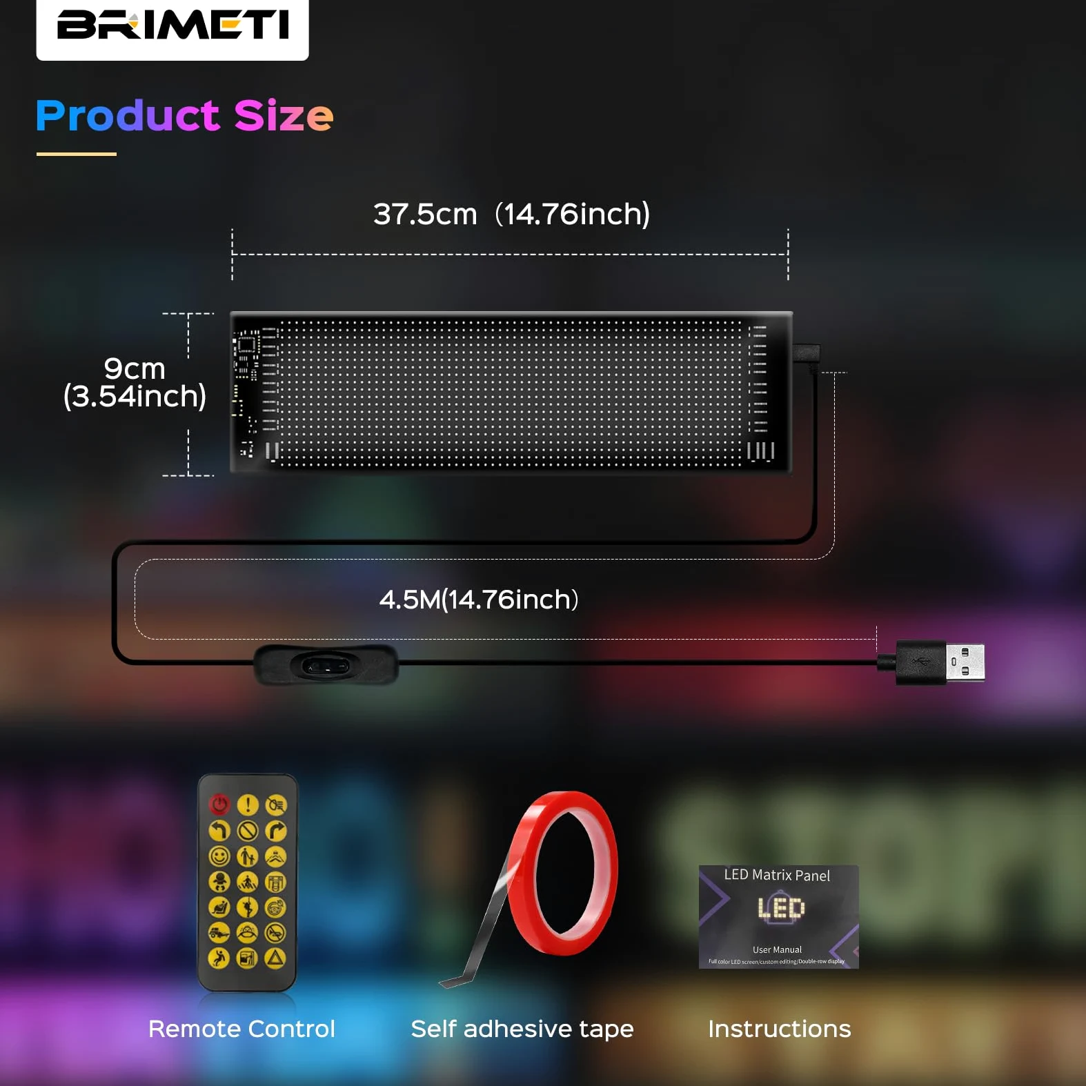 Insegna Luminosa LED Pannello LED Programmabile 37.5x9cm USB 5V Schermo Flessibile Scorrimento Matrice con Bluetooth APP Controllo Display per Auto Bar Negozio Festa Decorazione