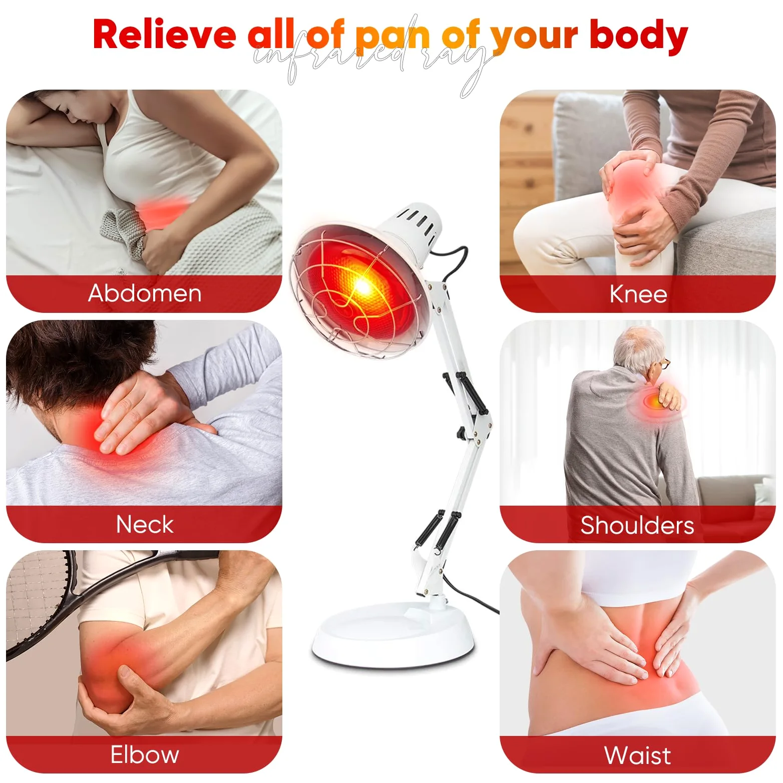 AUOROSI lampada infrarossi 100W,Lampada riscaldante a luce rossa, 600nm-1400nm Lampada per fisioterapia,Infrarossi terapia per uso domestico,Bianca