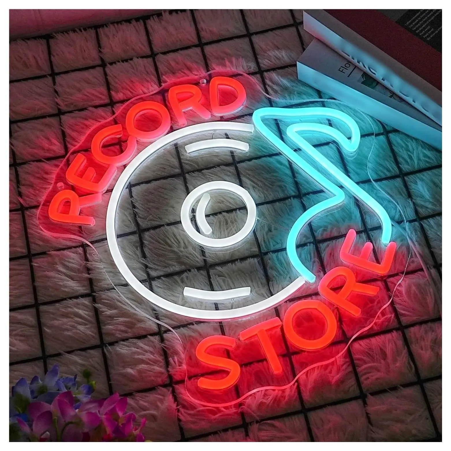 XENITE Luci al Neon Da Parete Insegna Al Neon Per Negozio Di Dischi Luce Musicale Per Decorazione Da Parete Giradischi Per Decorazione Studio Musicale Decorazione Bar Musica Dal Vivo 30 Cm X 32,5 Cm