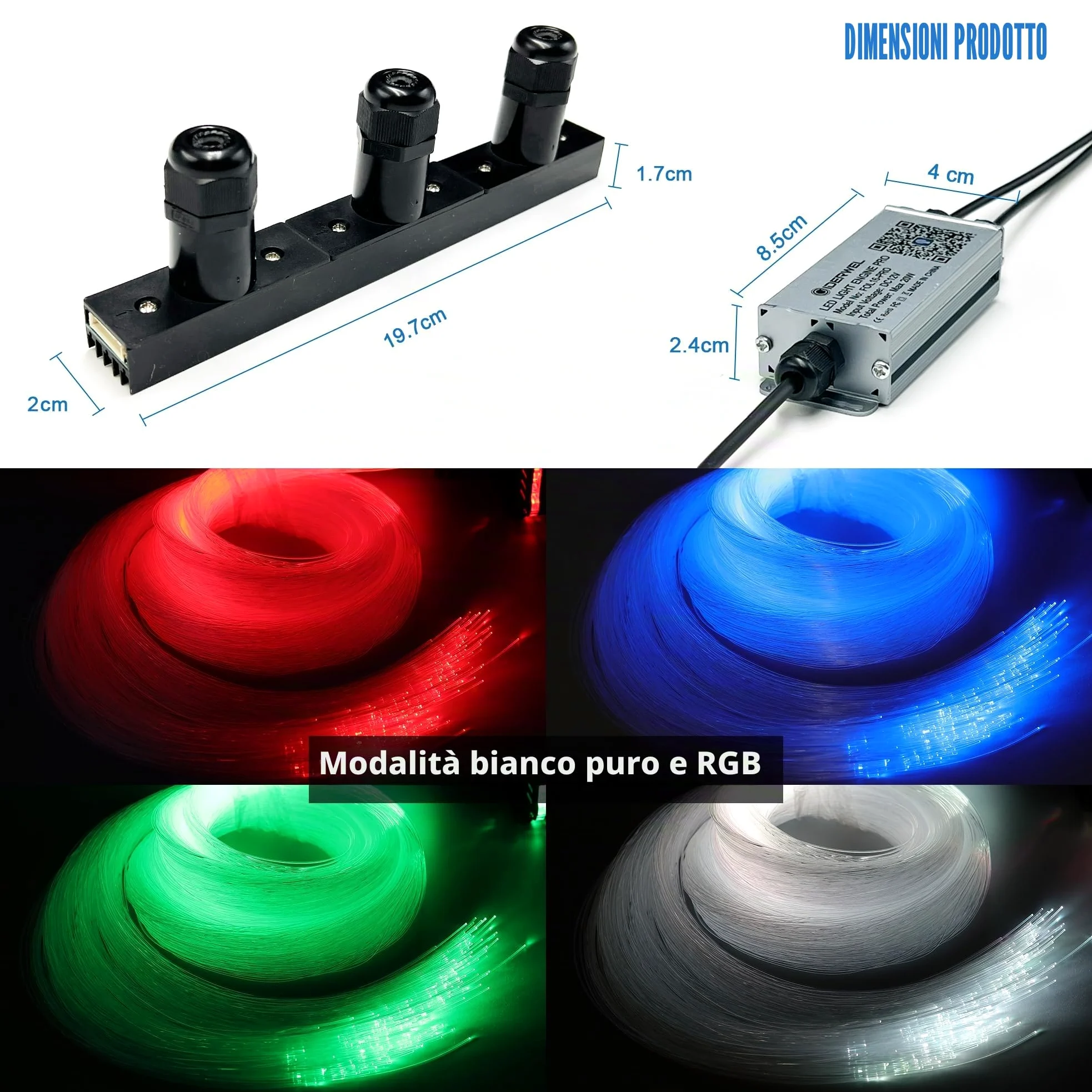 GIDEALED Twinkle, luce a cielo stellato in fibra ottica per auto/casa, kit di luci da soffitto Star con app/telecomando/modalità musica, generatore di luce RGBW e 300pcs*0,75mm*2m cavo in fibra ottica