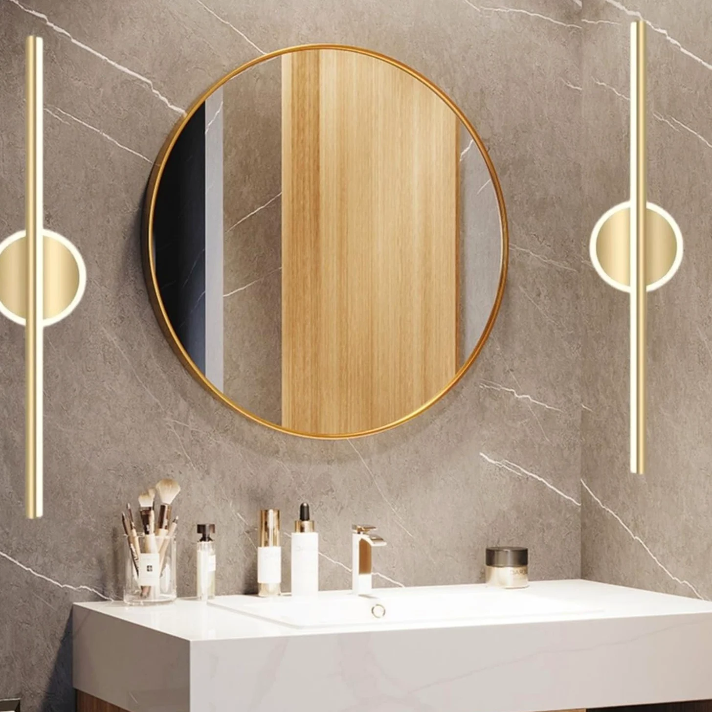 Luce specchio bagno Oro/Nero Lampada Specchio Bagno Luce per Specchio Bagno LED Moderna Illuminazione da Parete (Diamante d'oro, 80 centimetri)