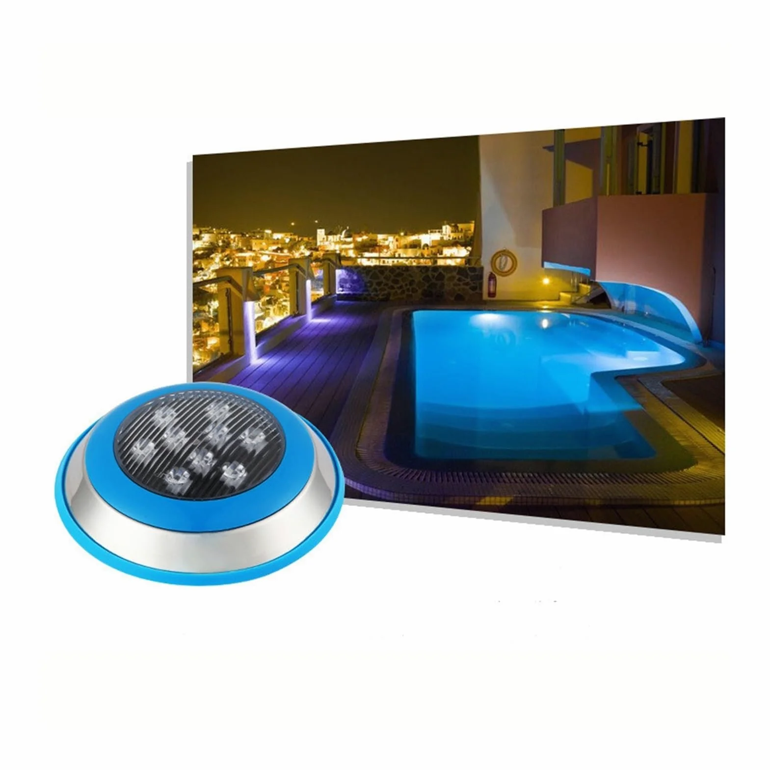 Luce della Piscina a LED montata a Parete, 6-54W lampade Blu Impermeabili in Acciaio Inossidabile Ip68 12/24VLuci subacquee (Color : AC12V-1-white Light, Size : 24w)